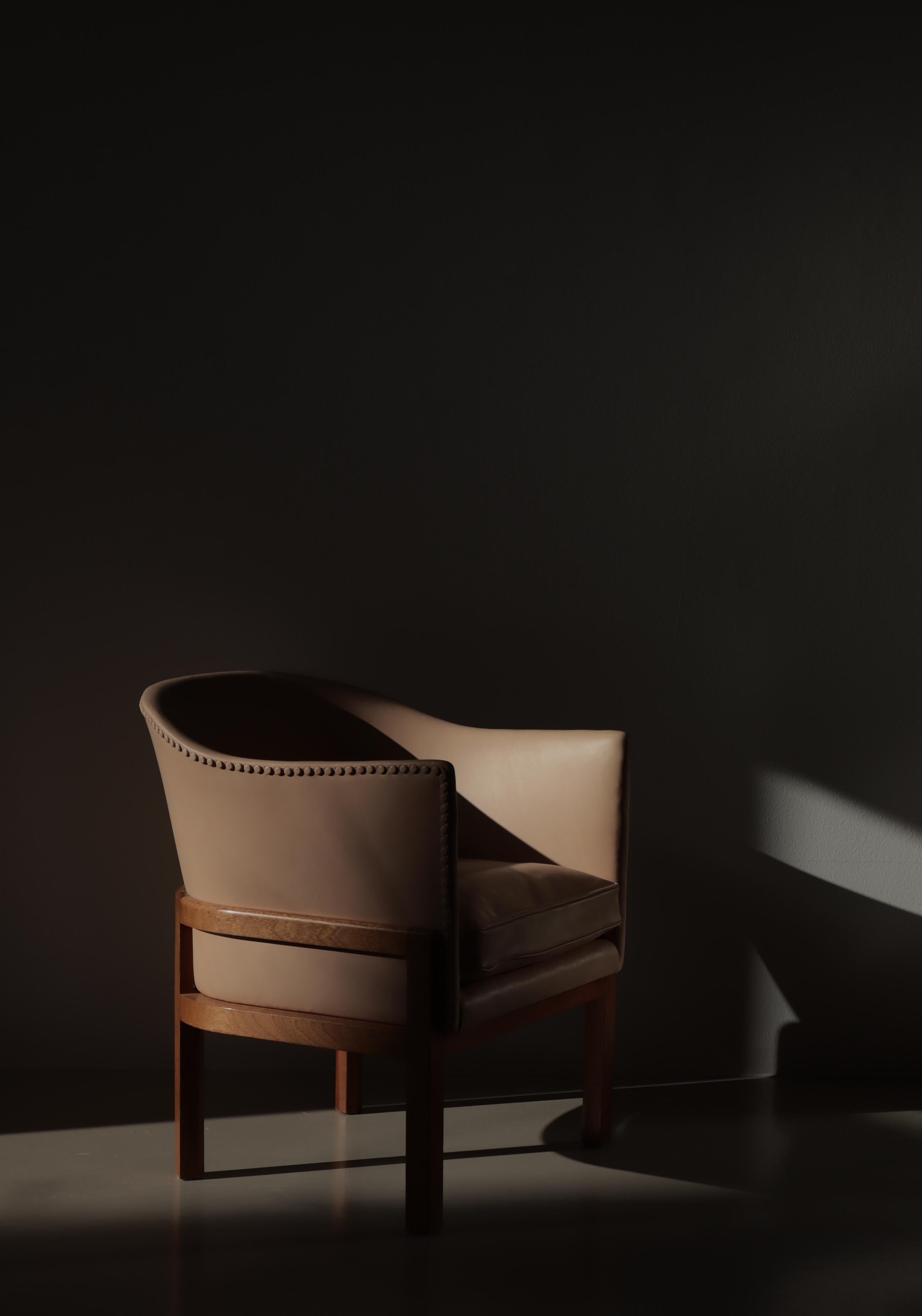 Dänische moderne Mogens Koch-Loungesessel „MK 51“ aus Mahagoni und Leder, 1950er Jahre im Angebot 12