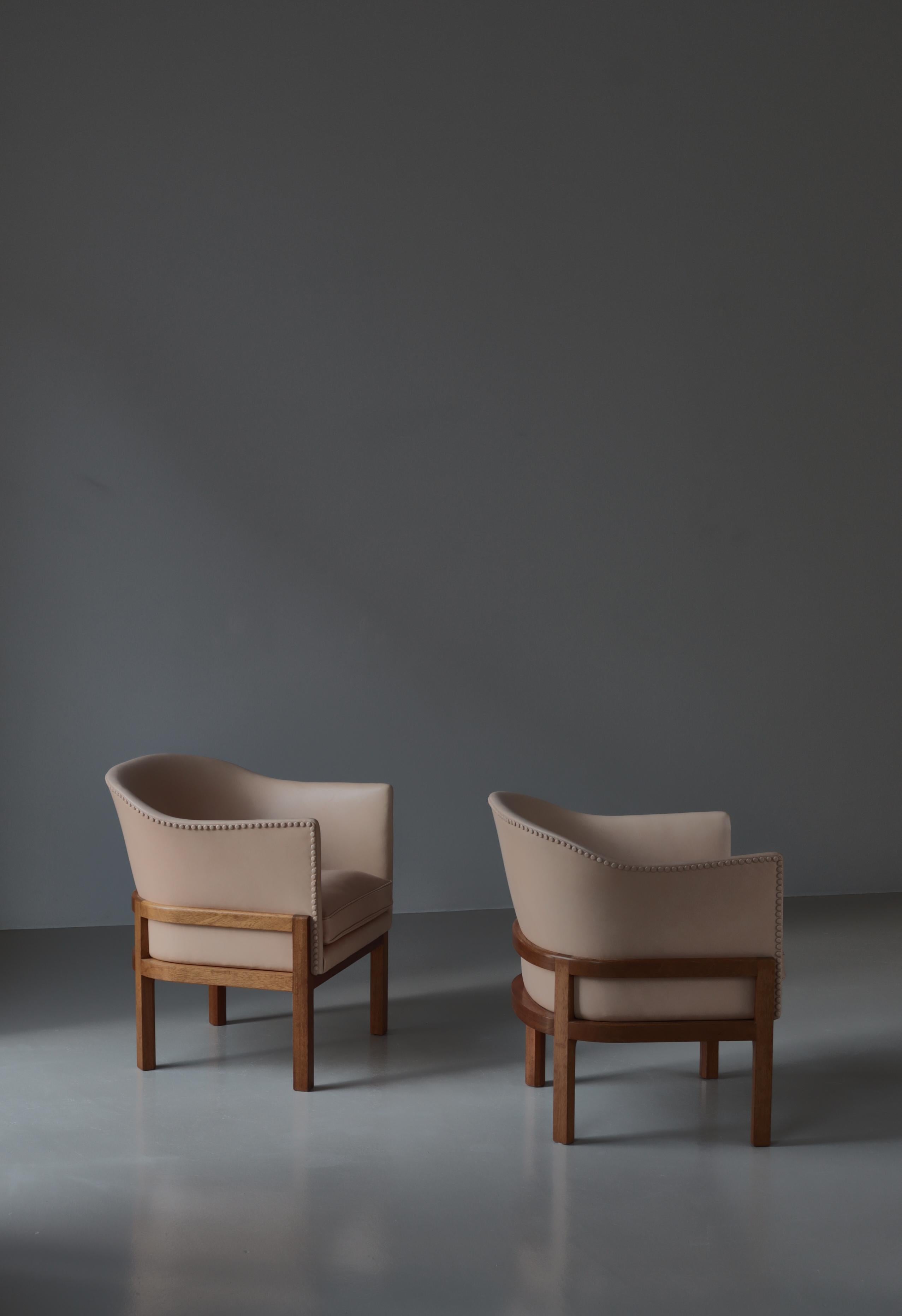 Dänische moderne Mogens Koch-Loungesessel „MK 51“ aus Mahagoni und Leder, 1950er Jahre (Mitte des 20. Jahrhunderts) im Angebot