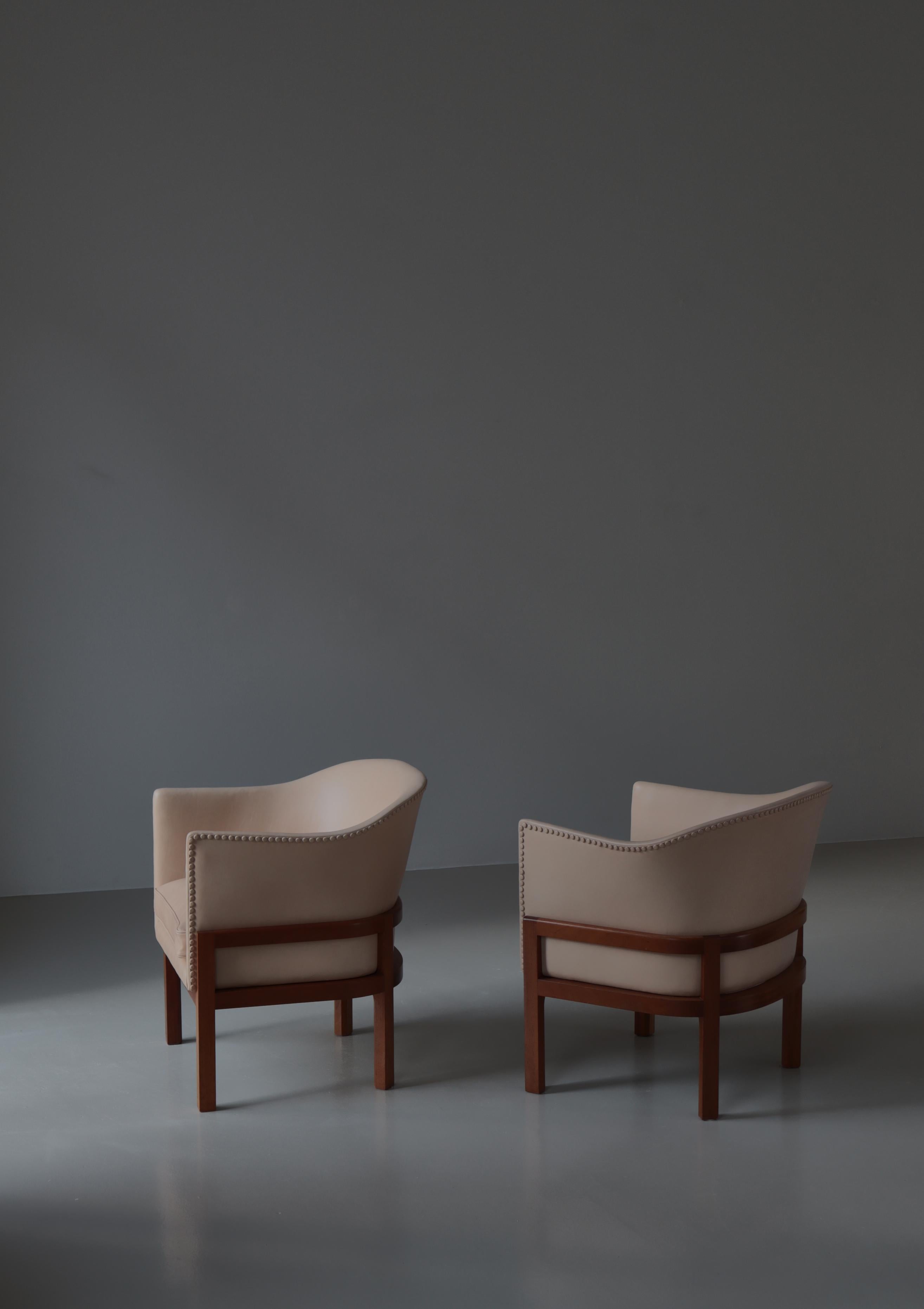 Dänische moderne Mogens Koch-Loungesessel „MK 51“ aus Mahagoni und Leder, 1950er Jahre im Angebot 2