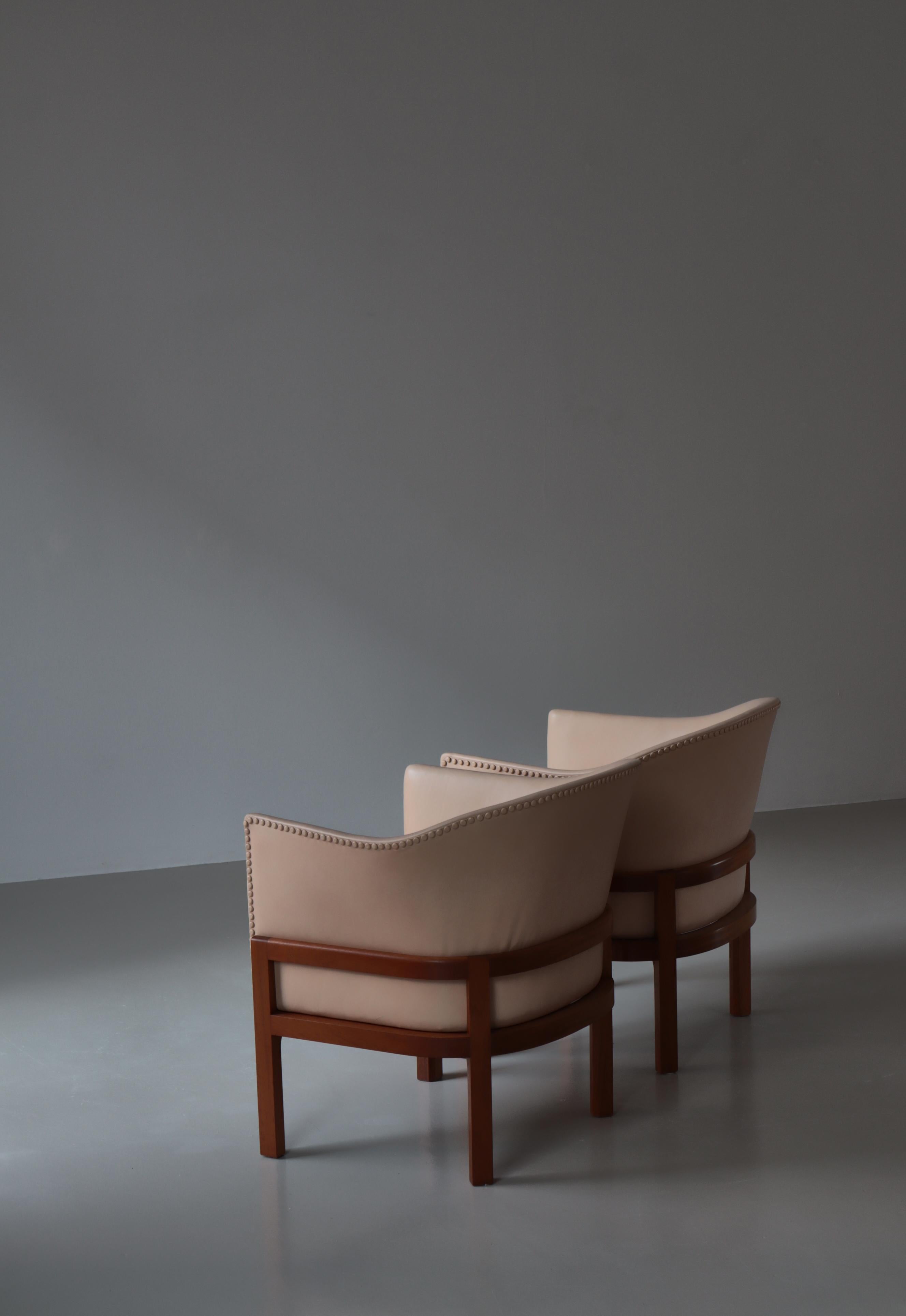 Dänische moderne Mogens Koch-Loungesessel „MK 51“ aus Mahagoni und Leder, 1950er Jahre im Angebot 3