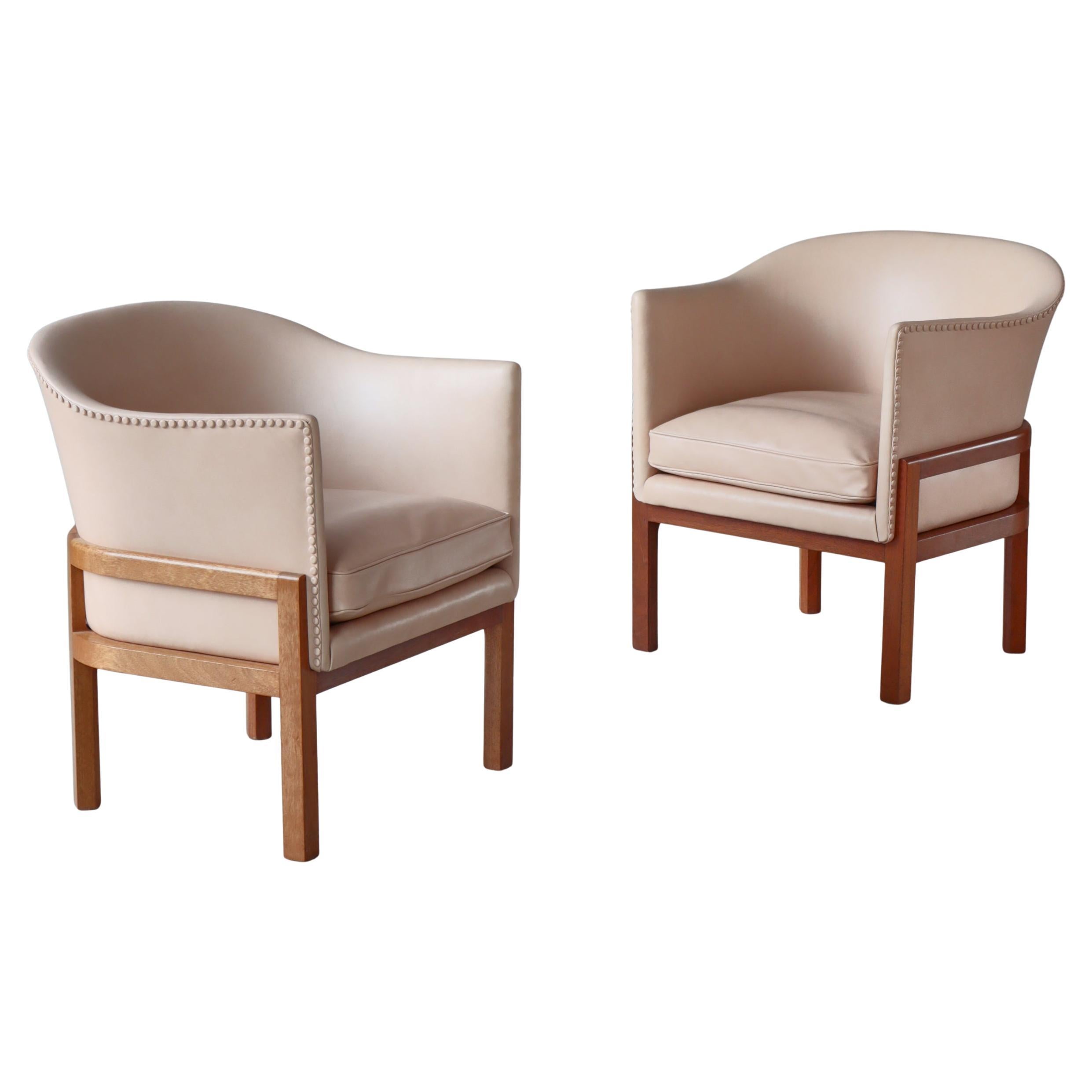 Dänische moderne Mogens Koch-Loungesessel „MK 51“ aus Mahagoni und Leder, 1950er Jahre im Angebot