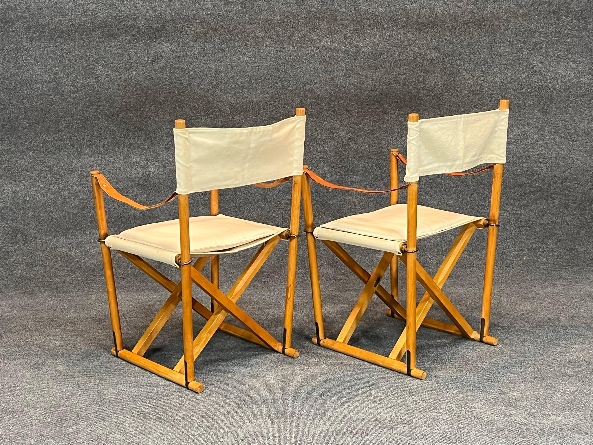 Moderne dänische Mogens Koch-Safari-Stühle für Rud Rasmussen & Cado, Paar klappbare Safari-Stühle im Angebot 1