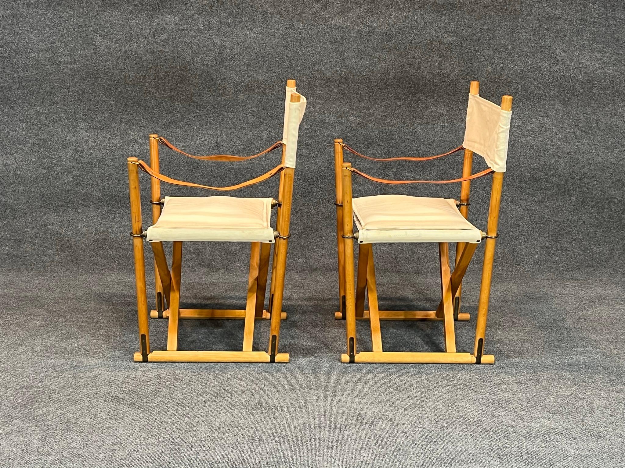 Paire de chaises safari pliantes danoises modernes Mogens Koch pour Rud Rasmussen & Cado en vente 2