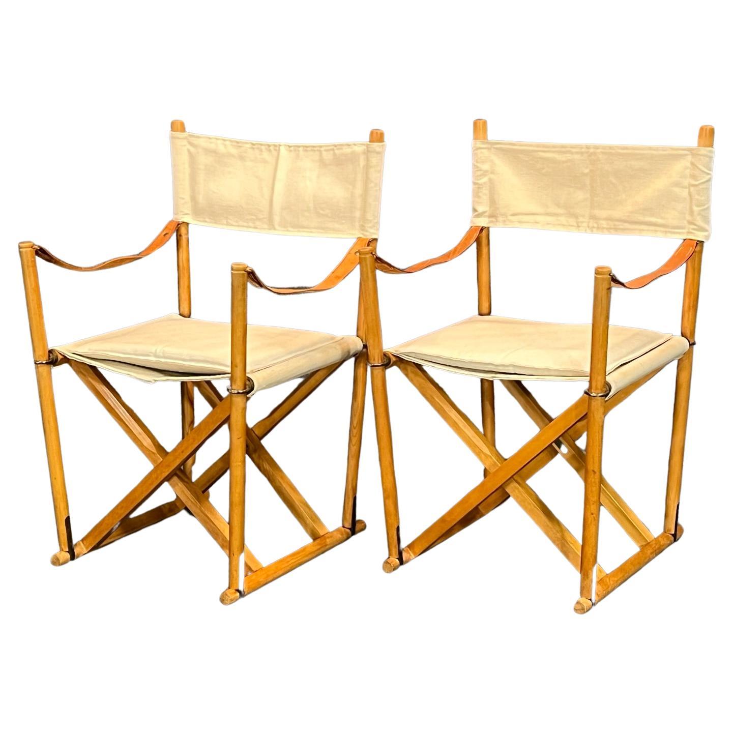 Moderne dänische Mogens Koch-Safari-Stühle für Rud Rasmussen & Cado, Paar klappbare Safari-Stühle