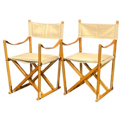 Danish Modern Mogens Koch Pair of Folding Safari Chairs for Rud Rasmussen & Cado