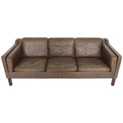Danish Modern Mogensen Style Leather Sofa
