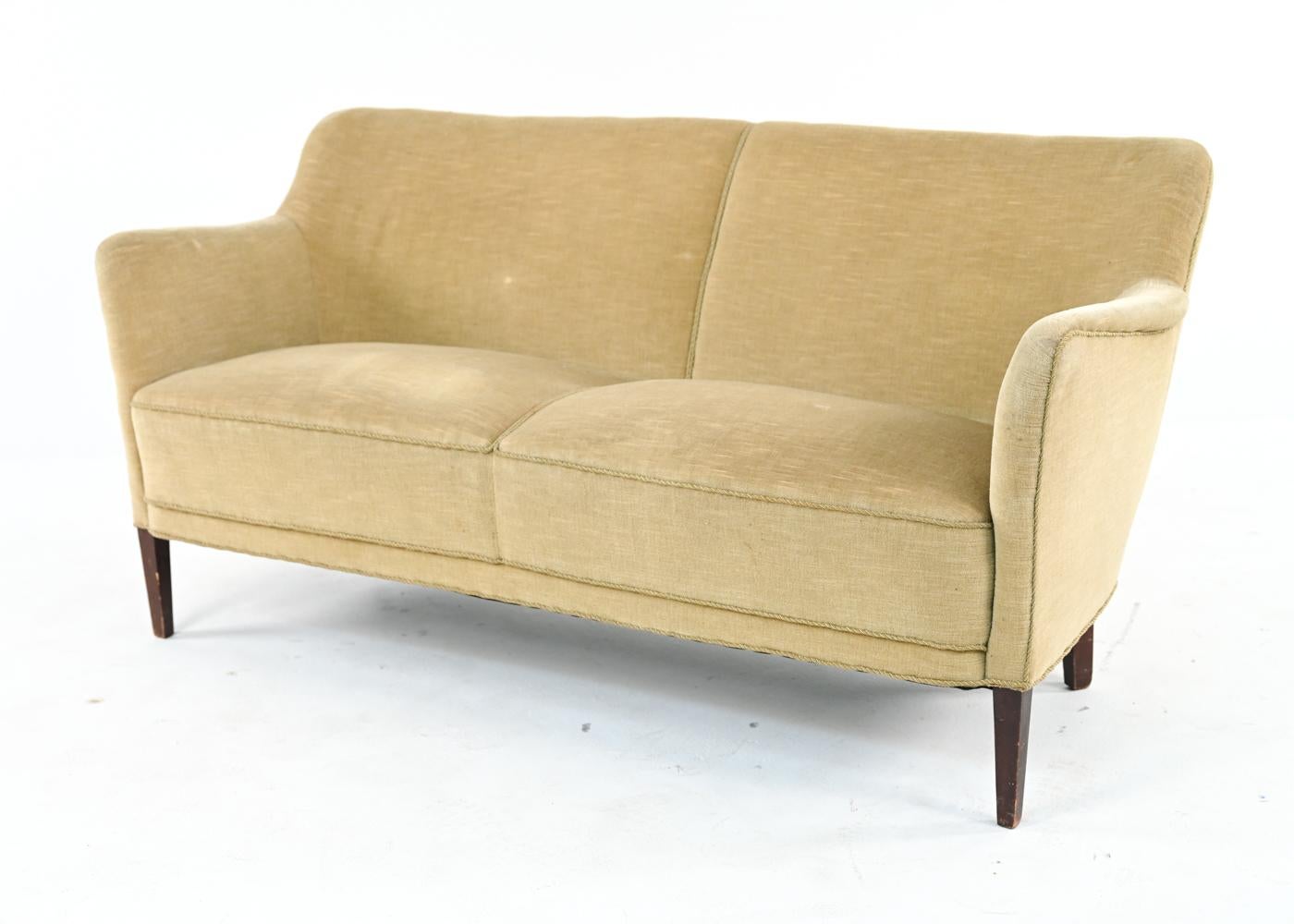 20th Century Danish Modern Mohair Settee in the Manner of Frits Henningsen, c. 1950's