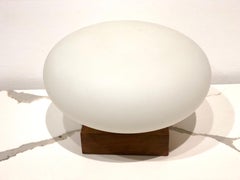Danish Modern Mushroom Table Lamp Glass on Solid Walnut Base