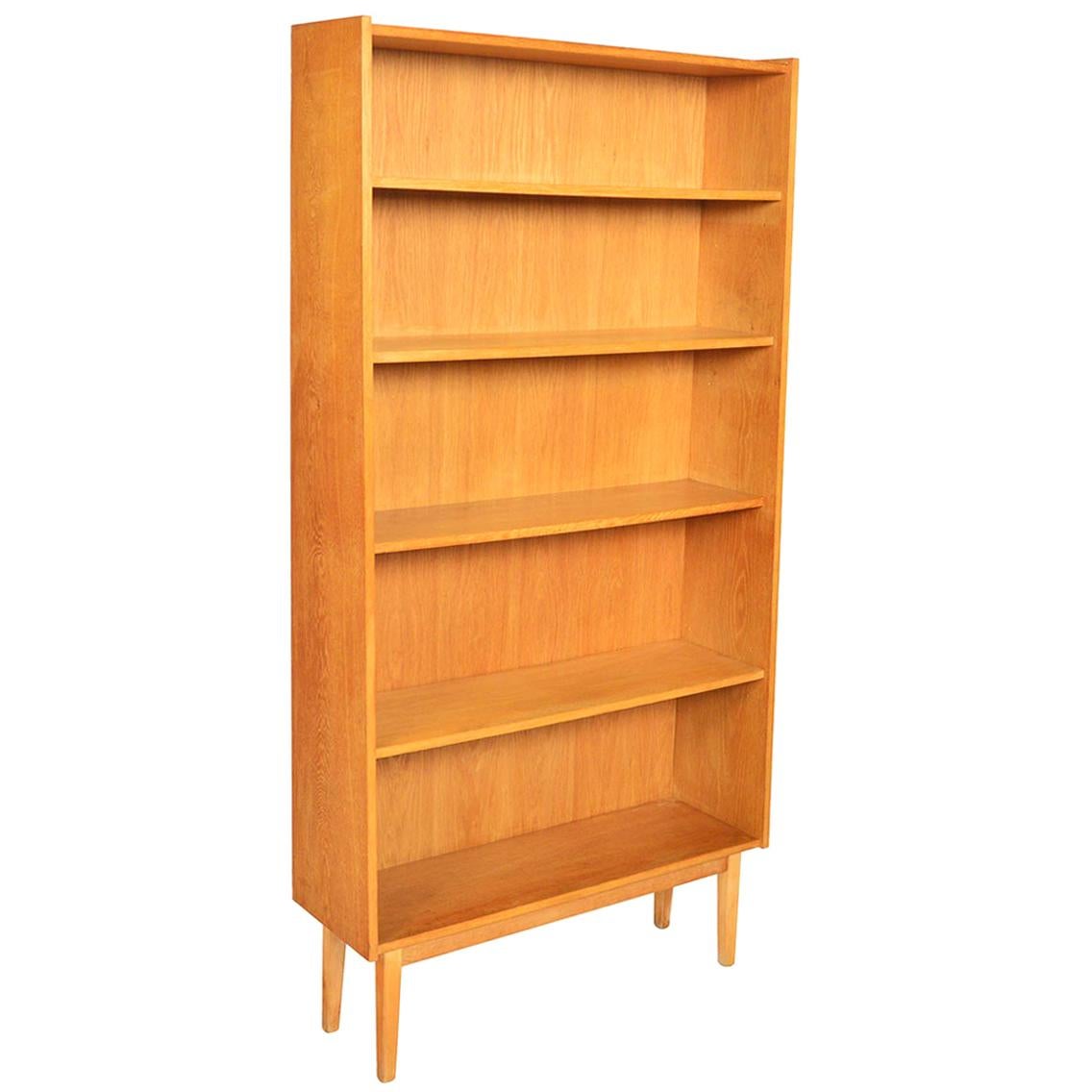 Danish Modern Narrow Oak Bookcase