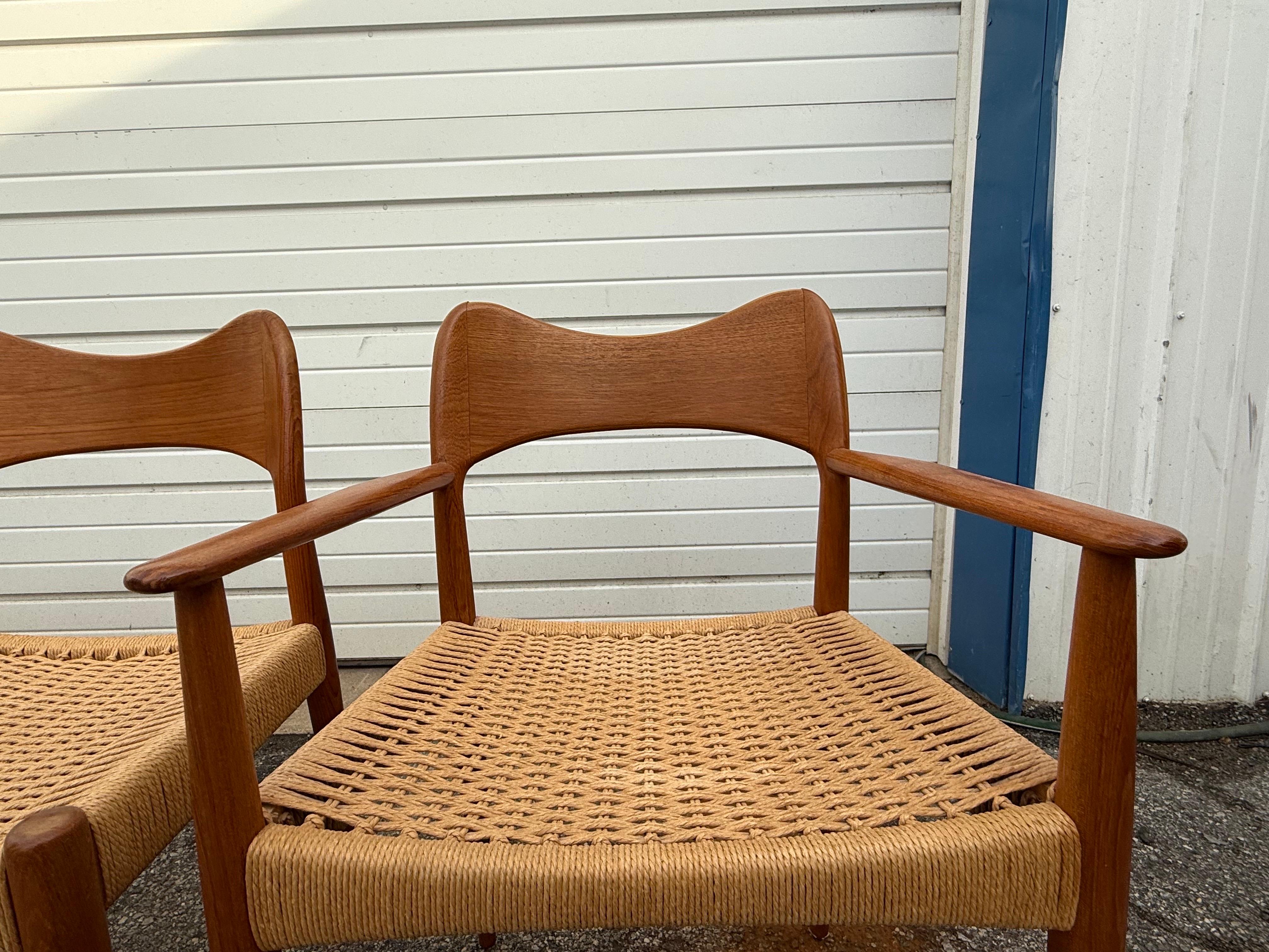 Dänische Moderne Neils Moller Stil Teakholz Papierschnur/Esszimmerstühle  4er-Set im Angebot 7