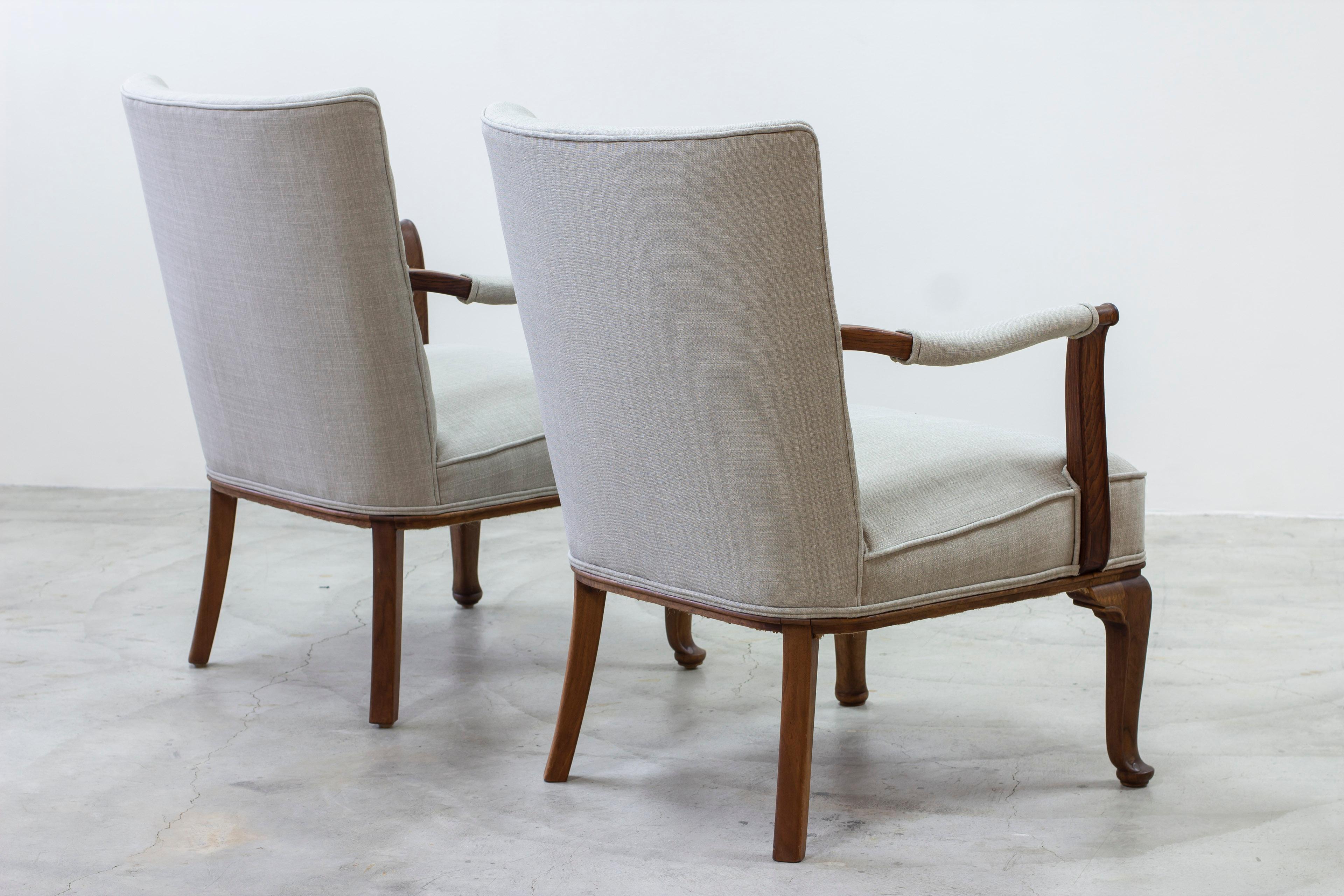 Danish modern/neoclassical Lounge chairs by Lysberg & Hansen, Denmark 1930-40s In Good Condition For Sale In Hägersten, SE