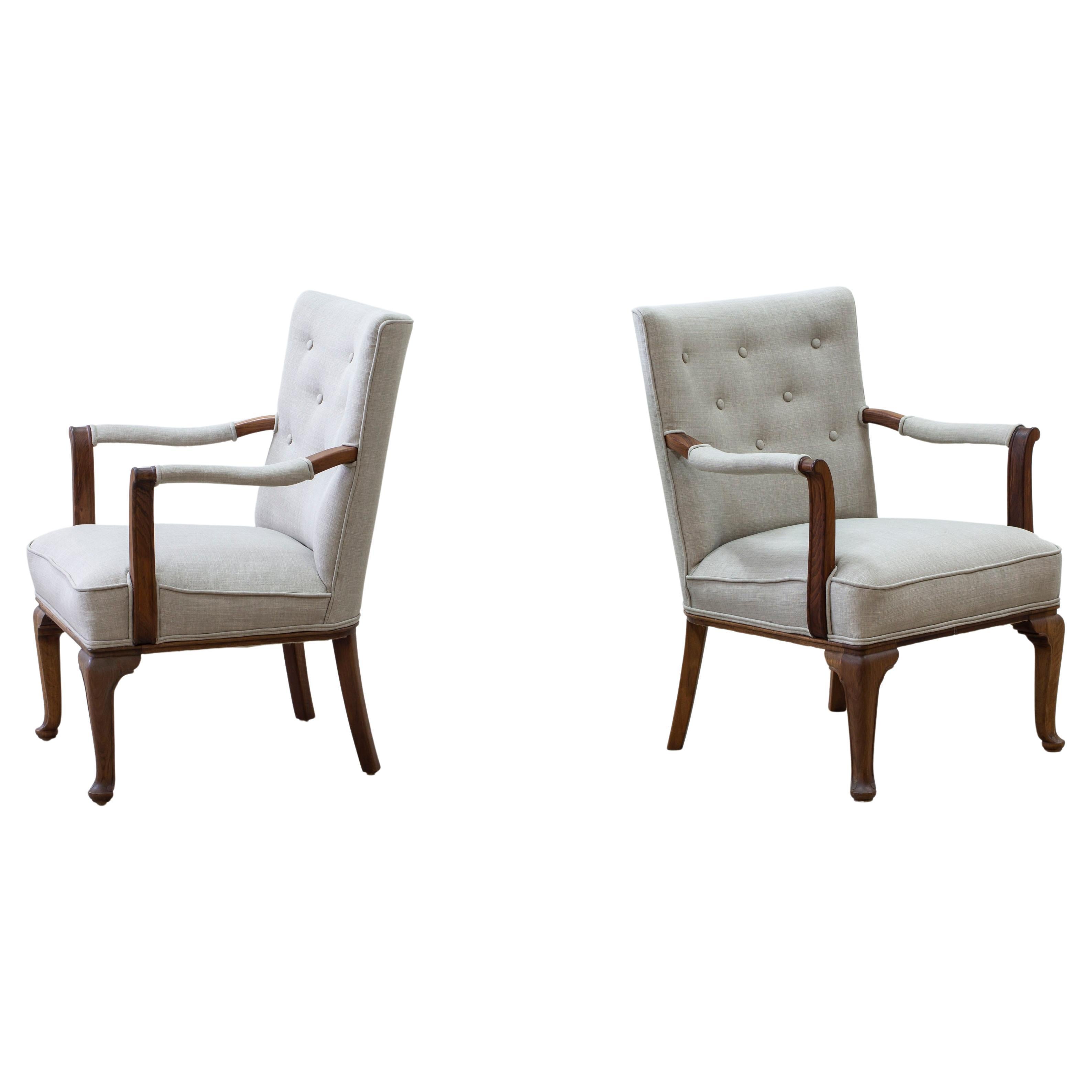 Danish modern/neoclassical Lounge chairs by Lysberg & Hansen, Denmark 1930-40s