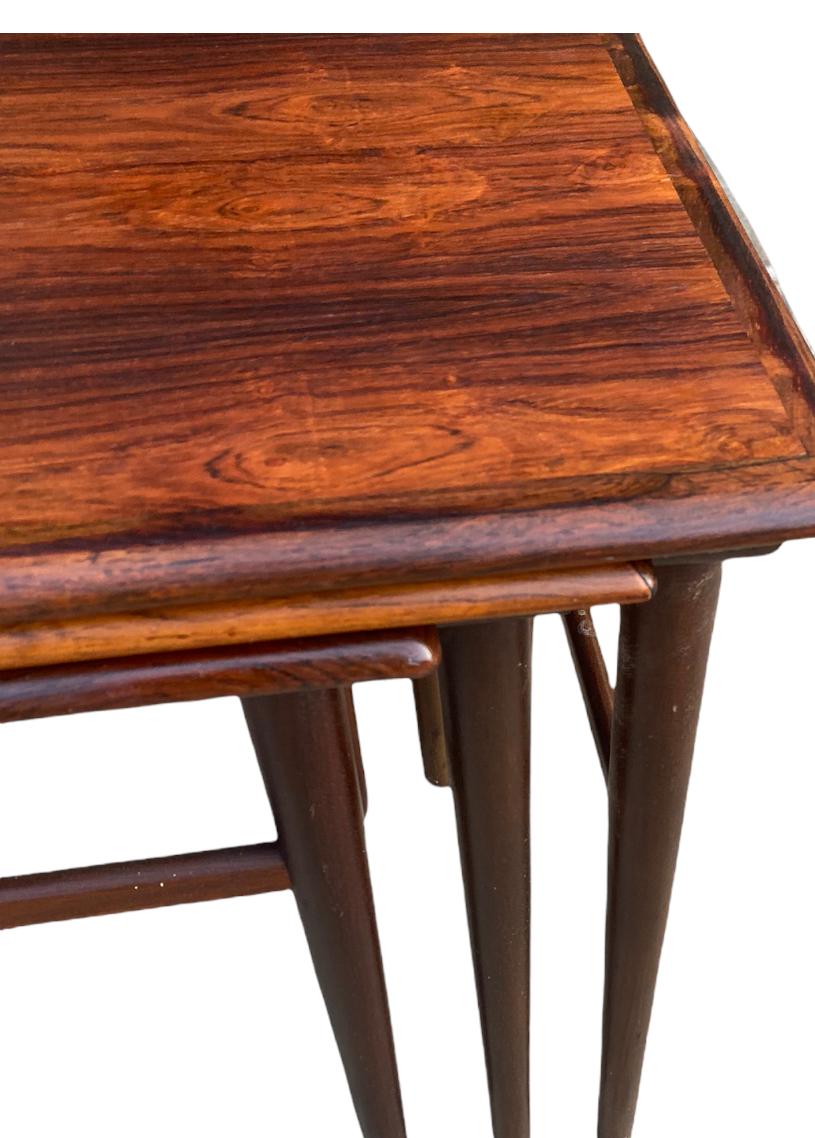 Danish Modern Nesting Table Set in Rosewood For Sale 2