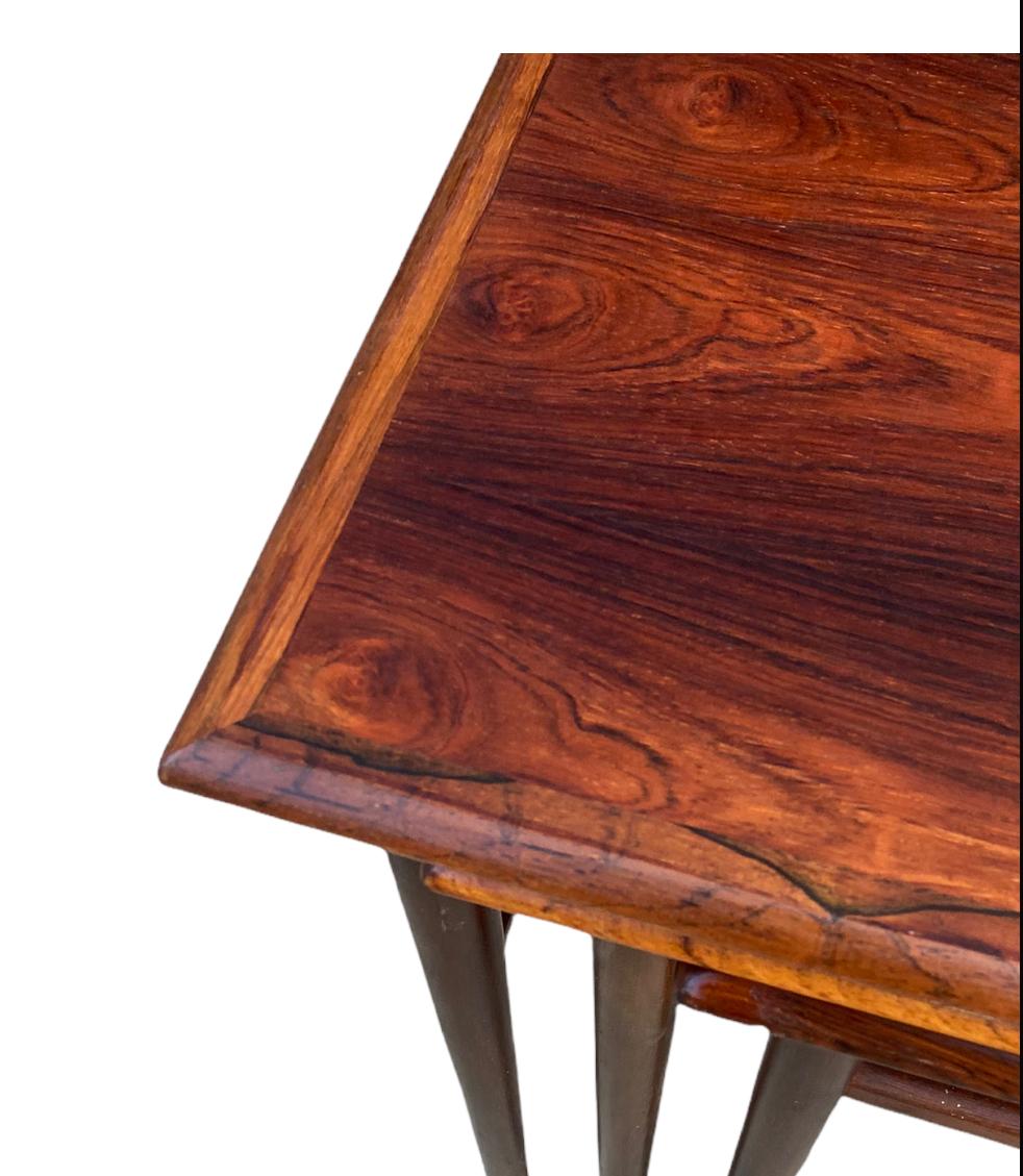 Danish Modern Nesting Table Set in Rosewood For Sale 3