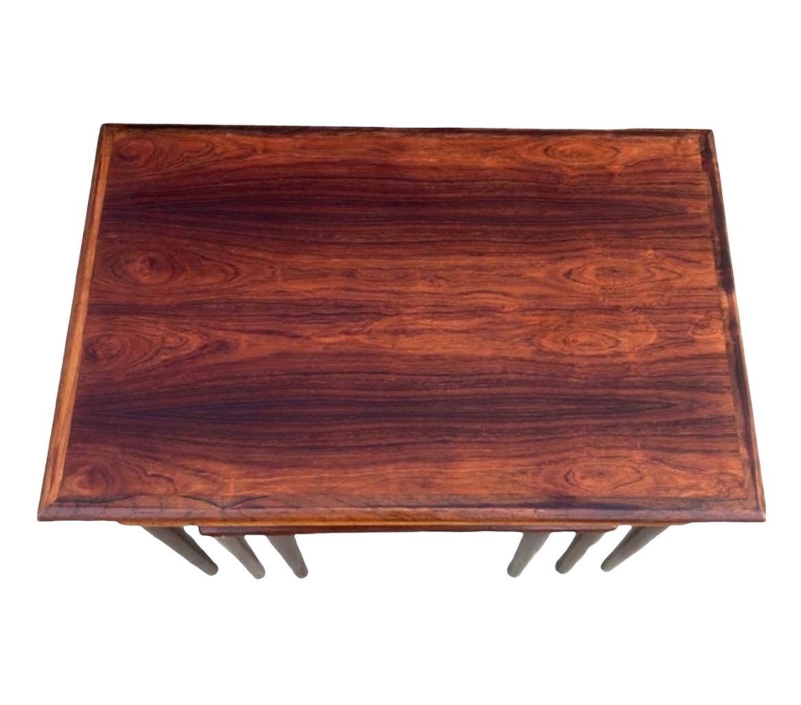 Danish Modern Nesting Table Set in Rosewood For Sale 7