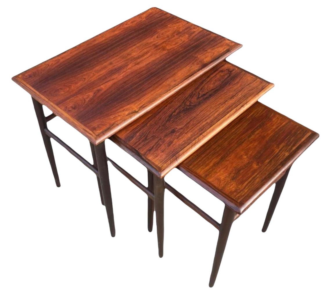Danish Modern Nesting Table Set in Rosewood For Sale 8
