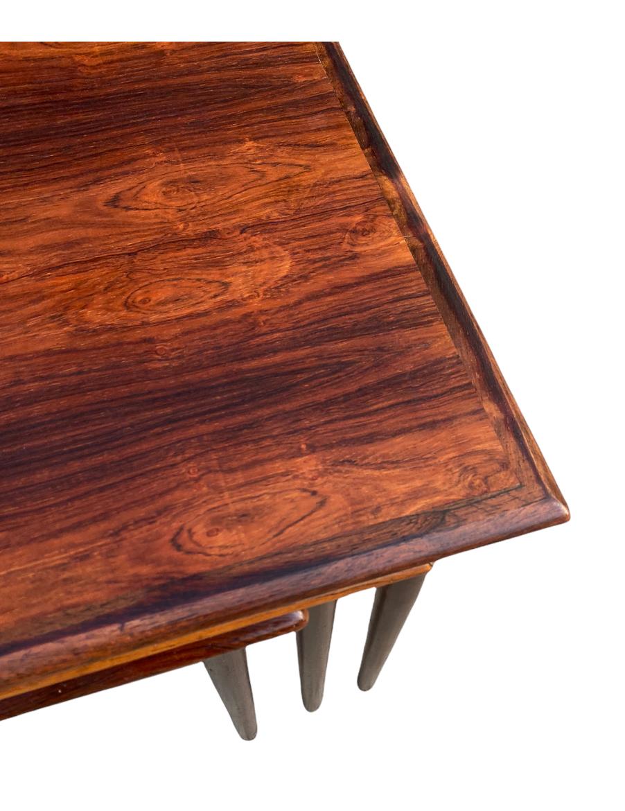 Danish Modern Nesting Table Set in Rosewood For Sale 6