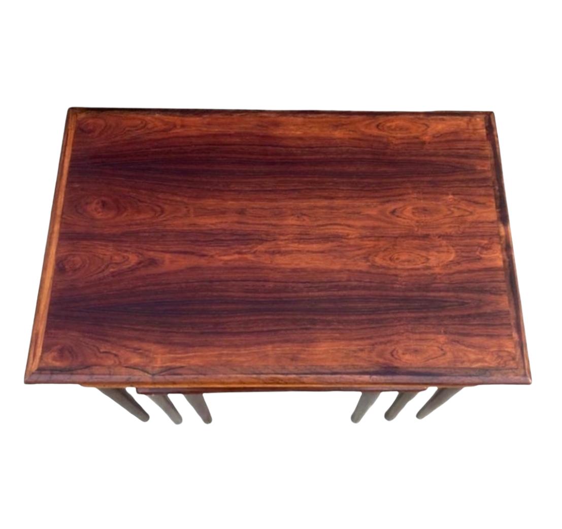 Danish Modern Nesting Table Set in Rosewood For Sale 9