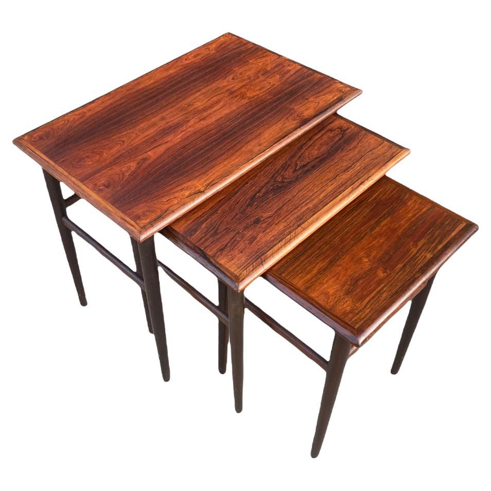 Ensemble de tables gigognes danoises modernes en bois de rose