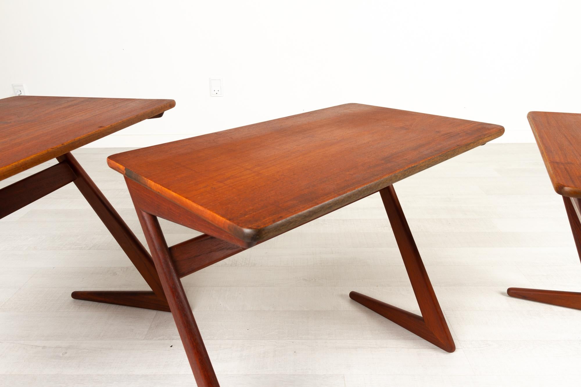 Danish Modern Nesting Teak Tables by Erling Torvits for Heltborg Møbler, 1950s 4