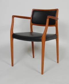 Danish Modern Niels Moller Model 65 Armchair in Teak and Black Leather