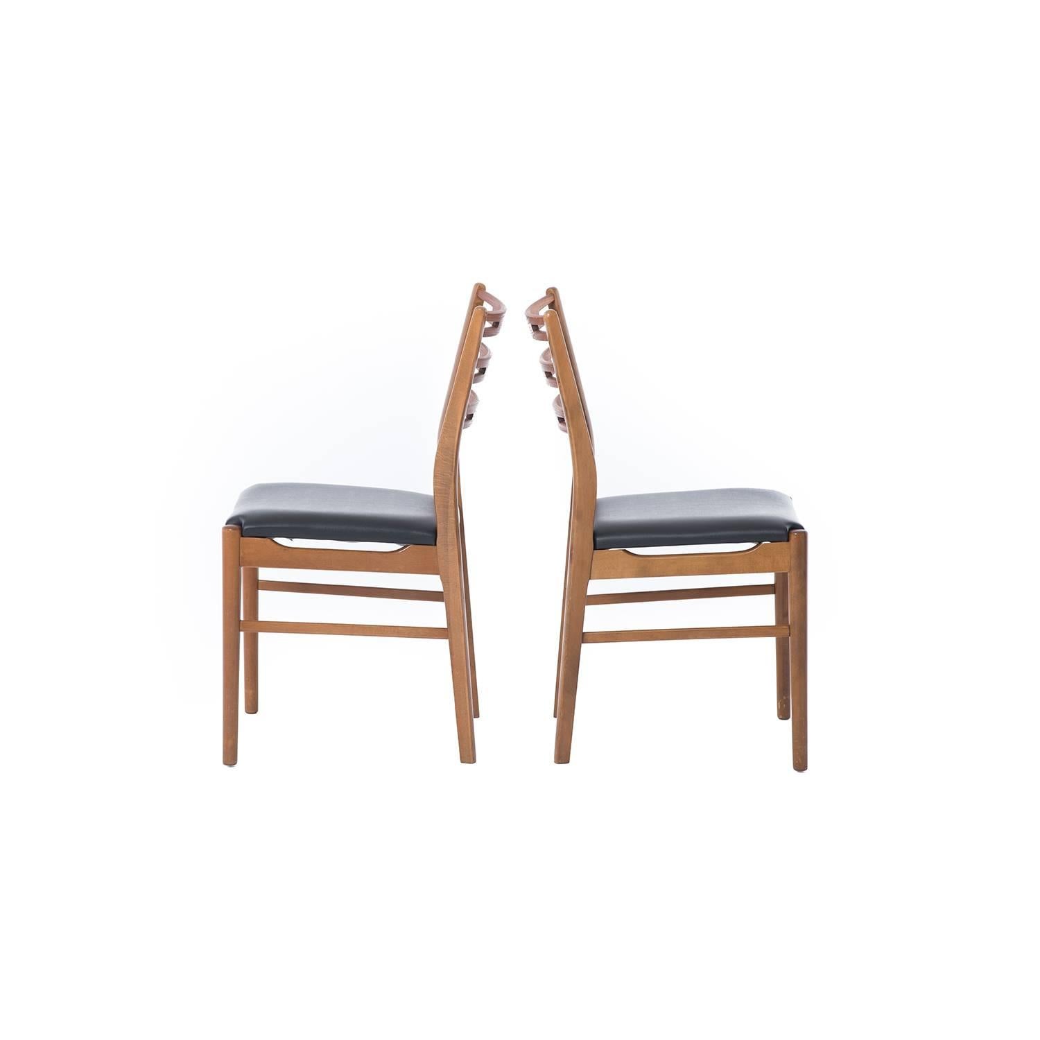 Scandinavian Modern Danish Modern Notched Ladder-Back Dining Chairs