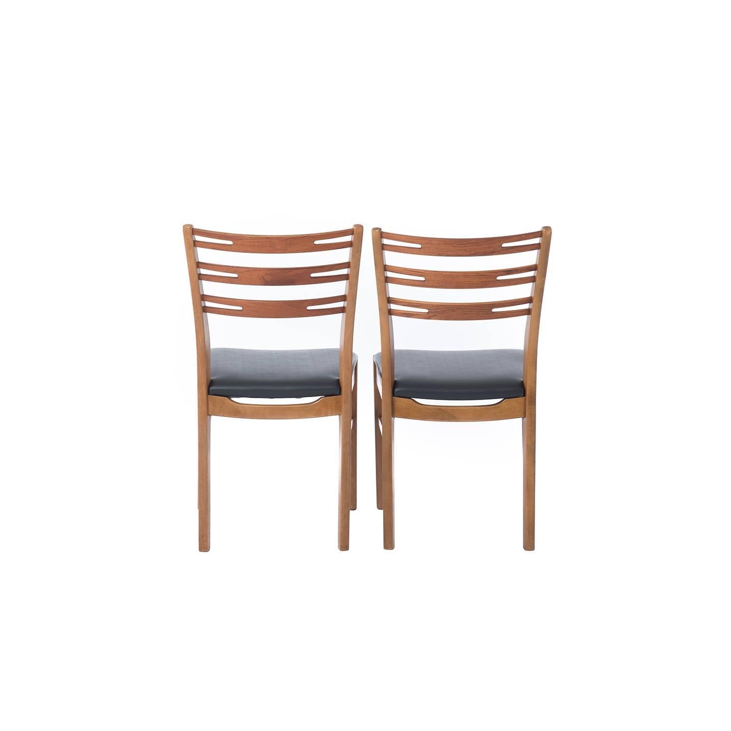 Lacquered Danish Modern Notched Ladder-Back Dining Chairs