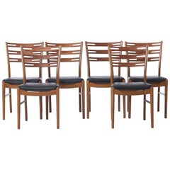 Danish Modern Notched Ladder-Back Dining Chairs