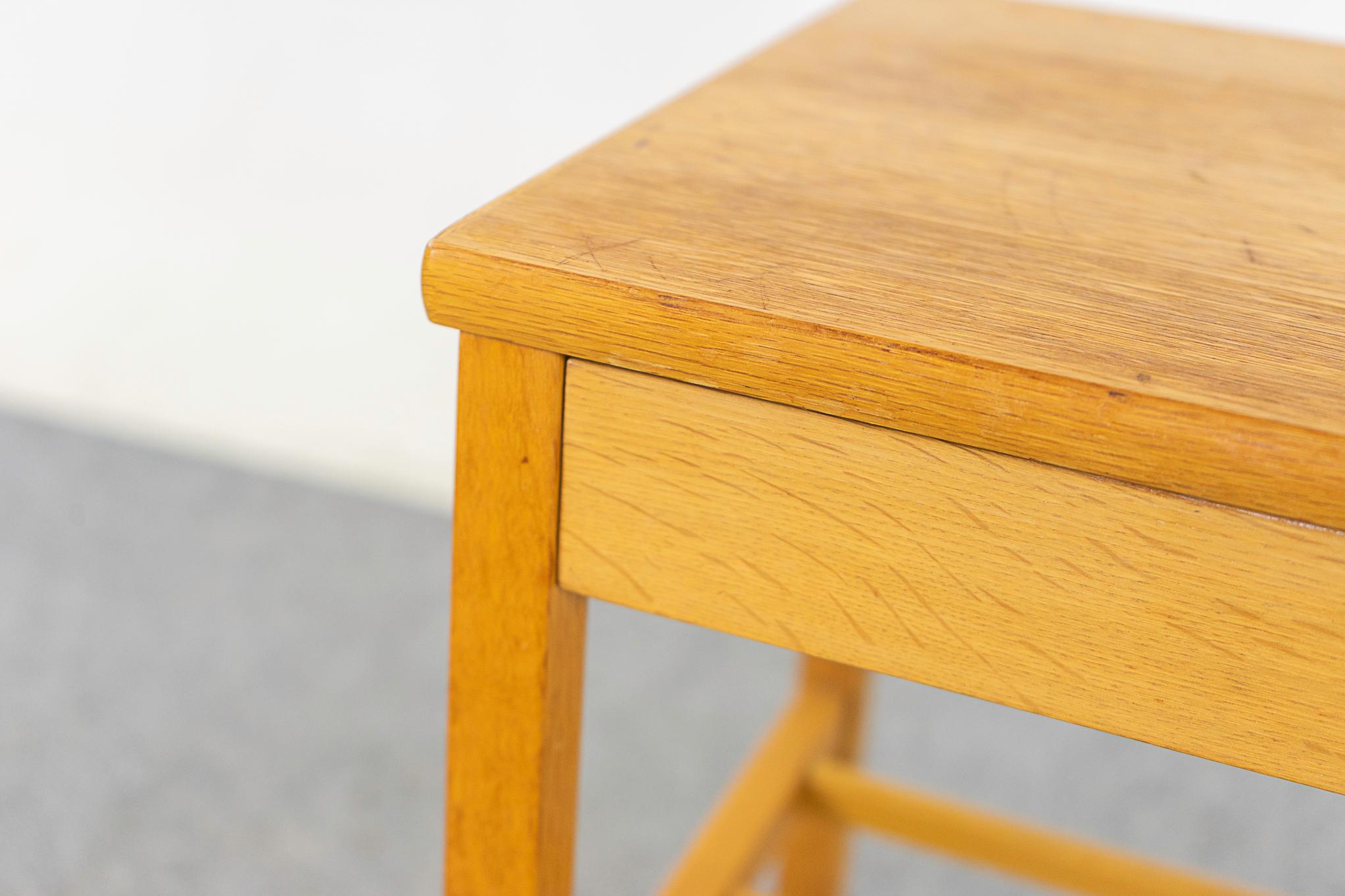 Veneer Danish Modern Oak Bedside Table For Sale