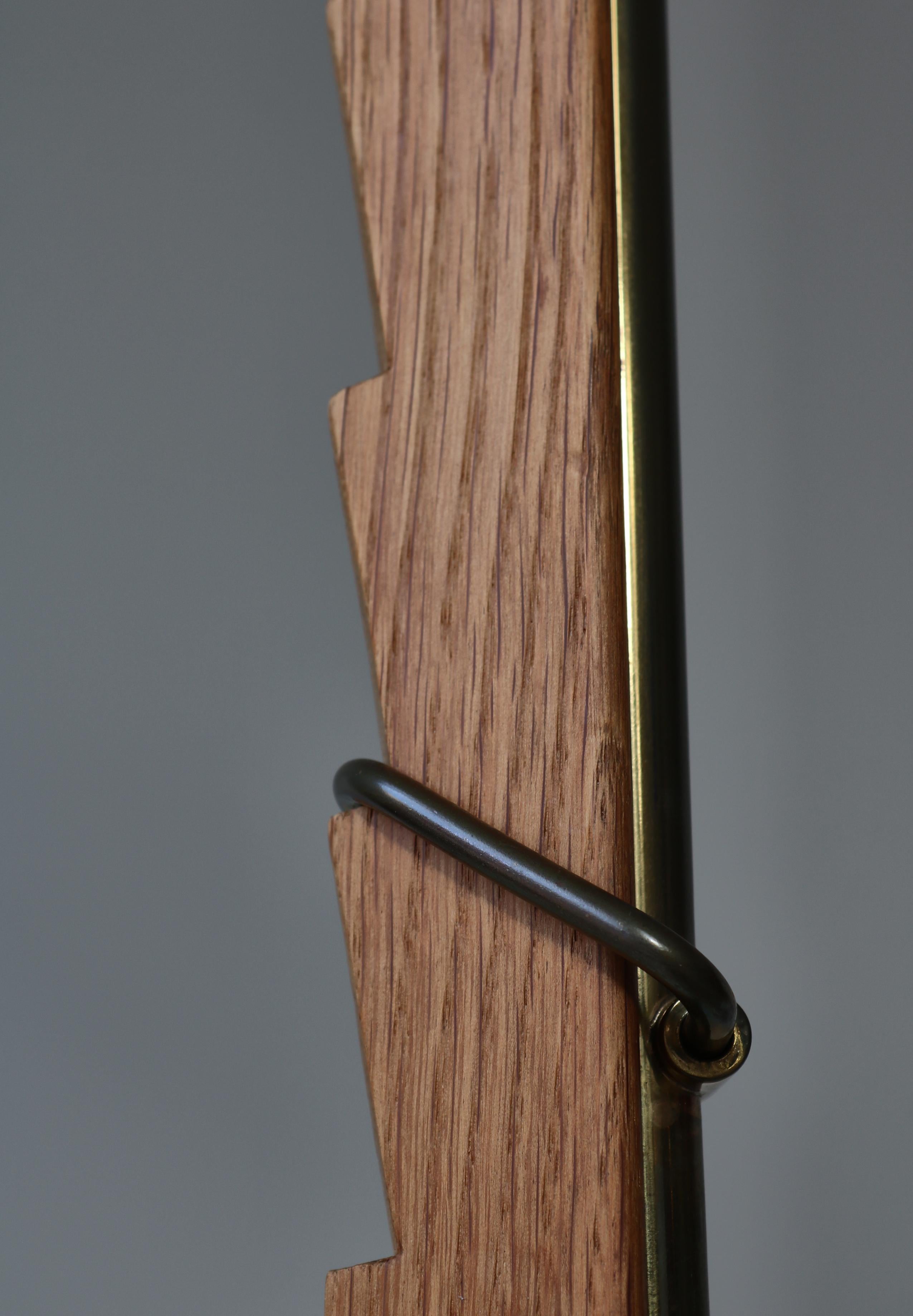 Danish Modern Oak & Brass Adjustable Floor Lamp by Holm Sørensen, 1960s For Sale 4