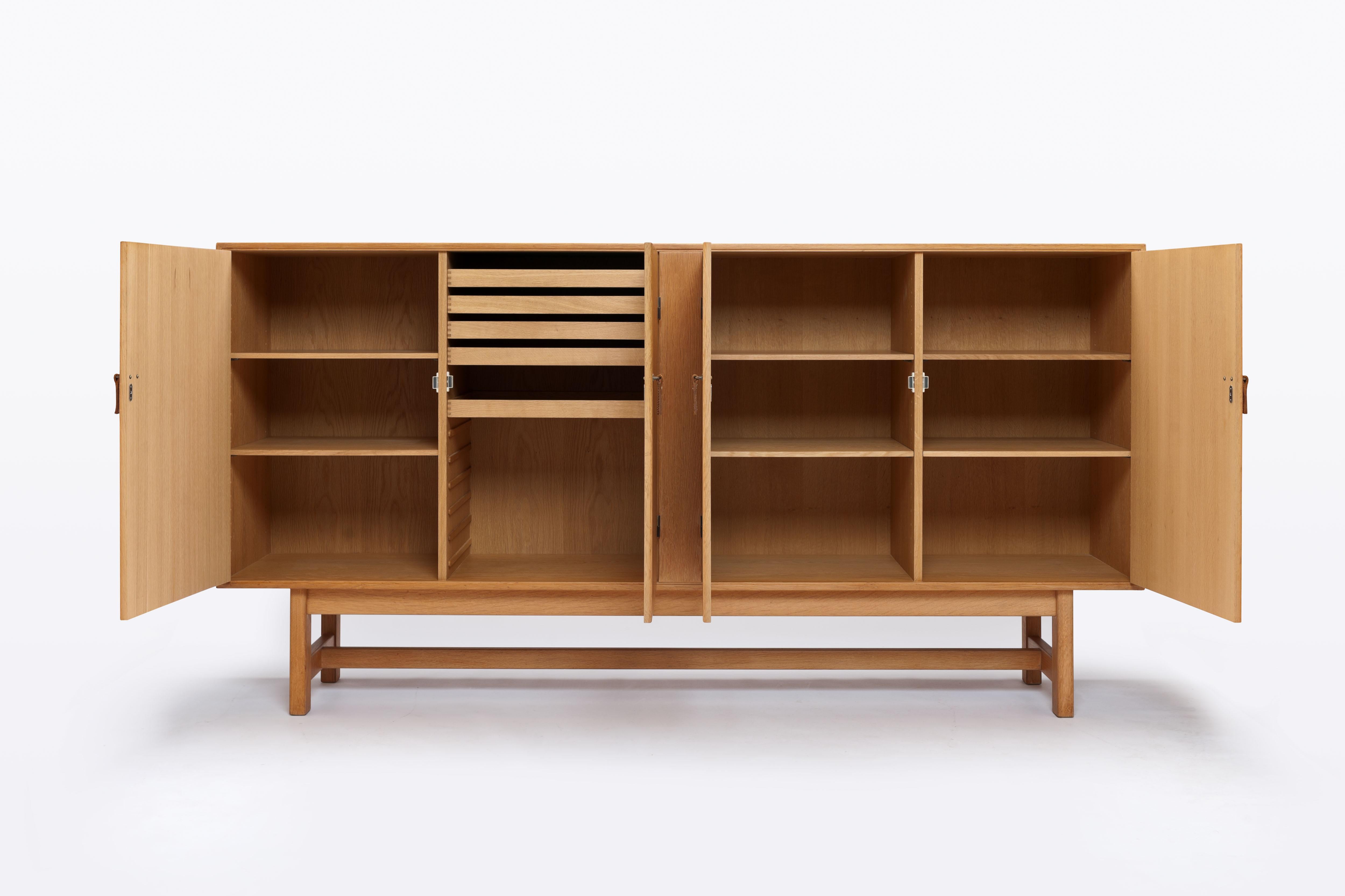 Scandinavian Modern Danish Modern Oak, Brass and Leather Cabinet by Kurt Ostervig