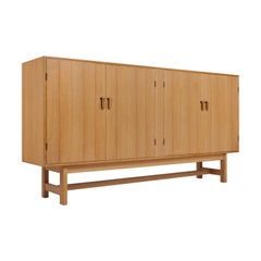 Vintage Danish Modern Oak, Brass and Leather Cabinet by Kurt Ostervig