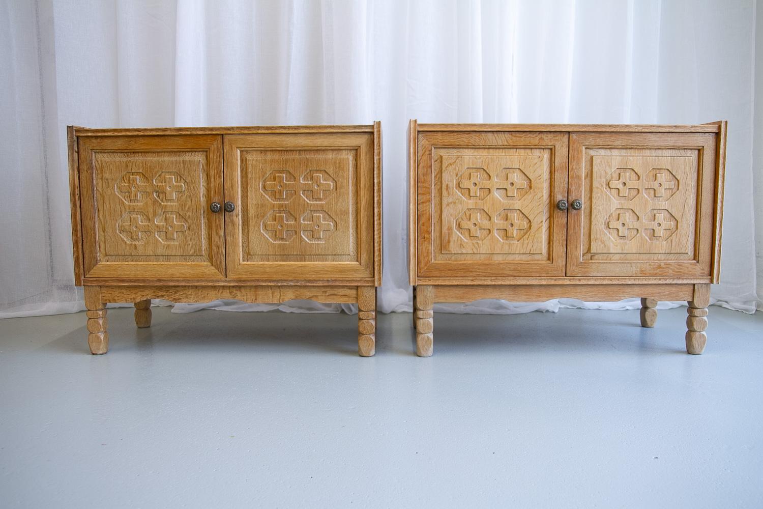 Danish Modern Oak Cabinets by Kjærnulf, 1960s. Set of 2. In Good Condition In Asaa, DK