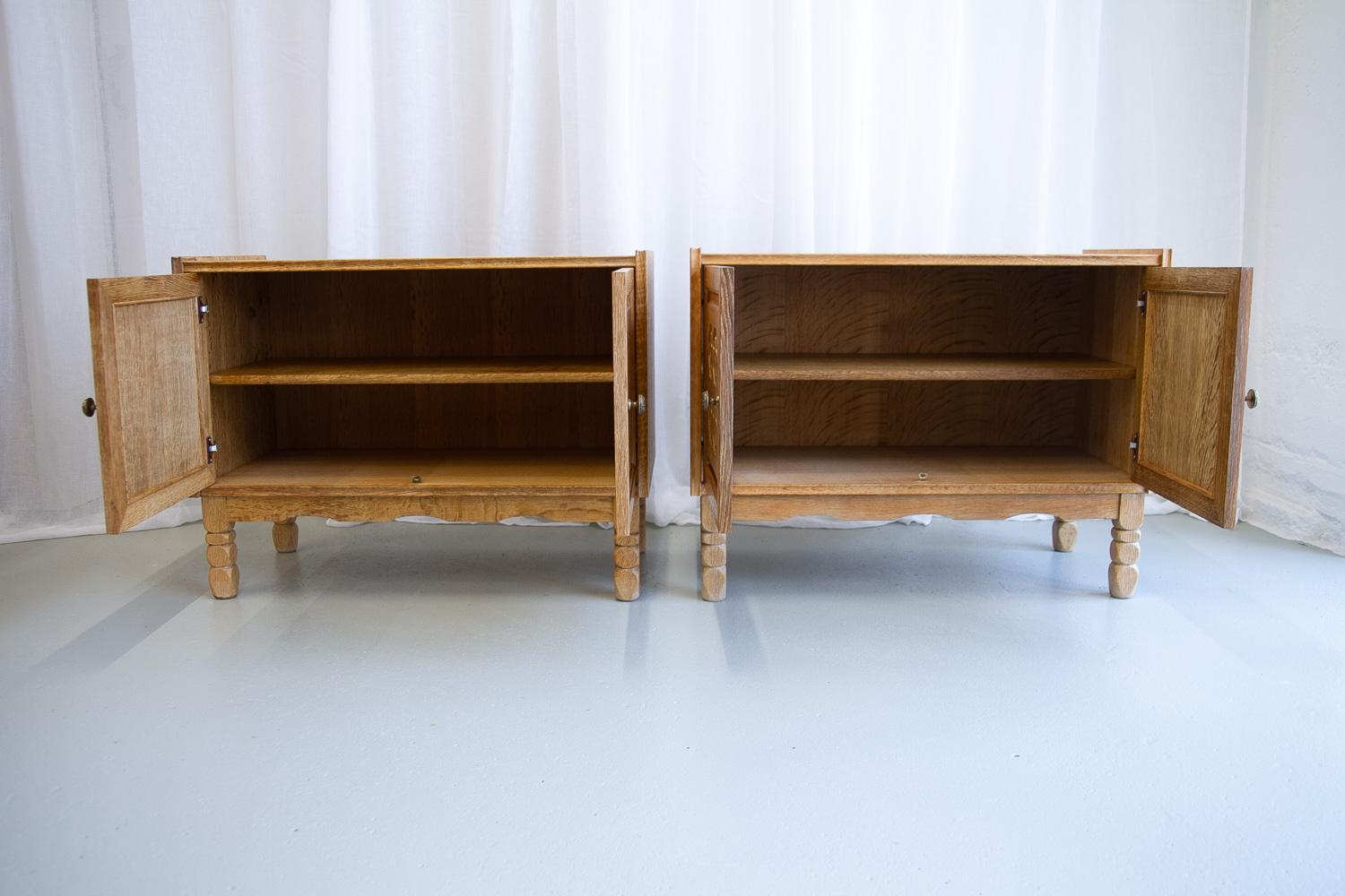Mid-20th Century Danish Modern Oak Cabinets by Kjærnulf, 1960s. Set of 2.