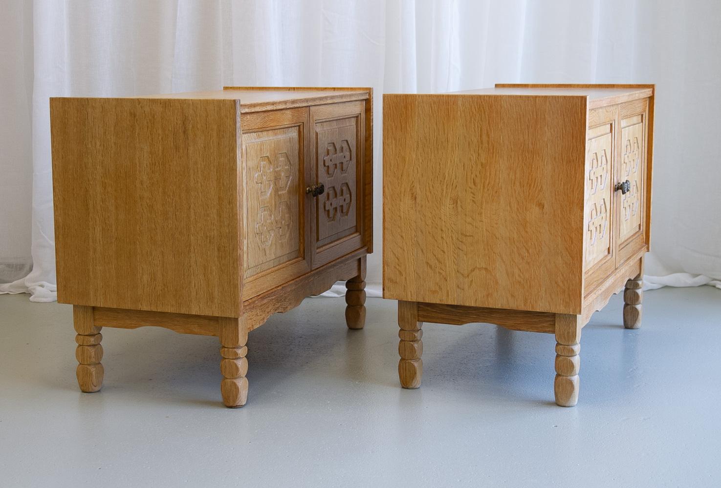 Danish Modern Oak Cabinets by Kjærnulf, 1960s. Set of 2. 3