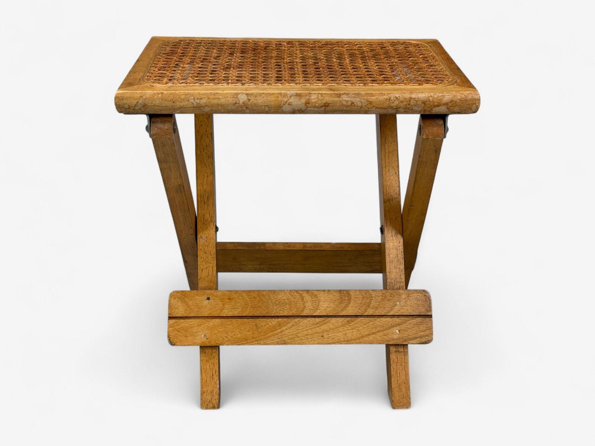 Danish Modern, Oak, Cane, Folding Side Tables, Denmark, 1970s 5