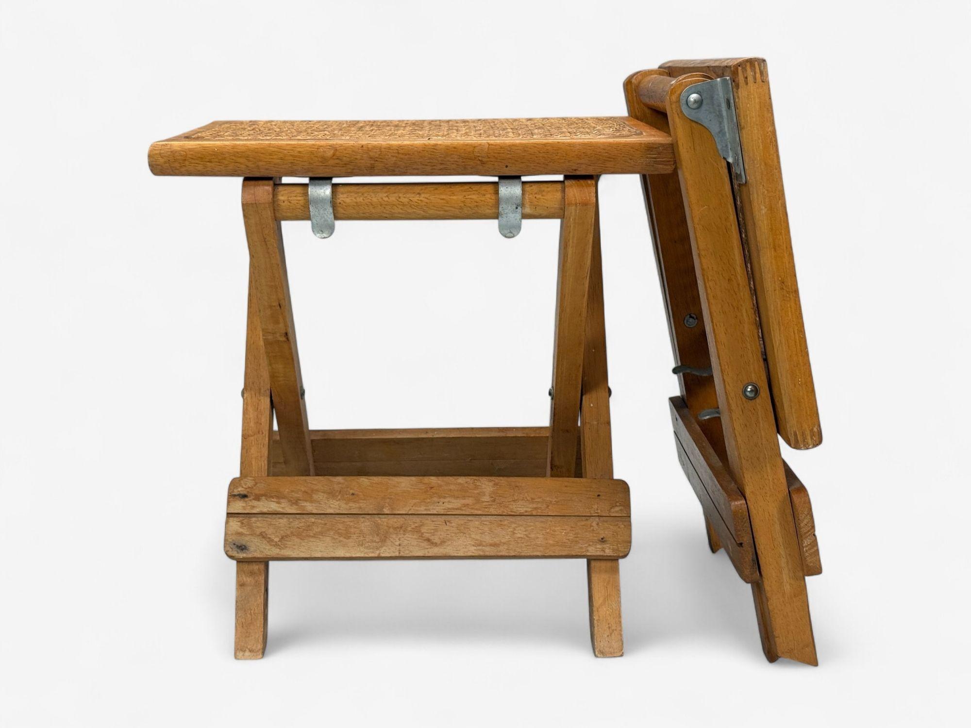 Late 20th Century Danish Modern, Oak, Cane, Folding Side Tables, Denmark, 1970s