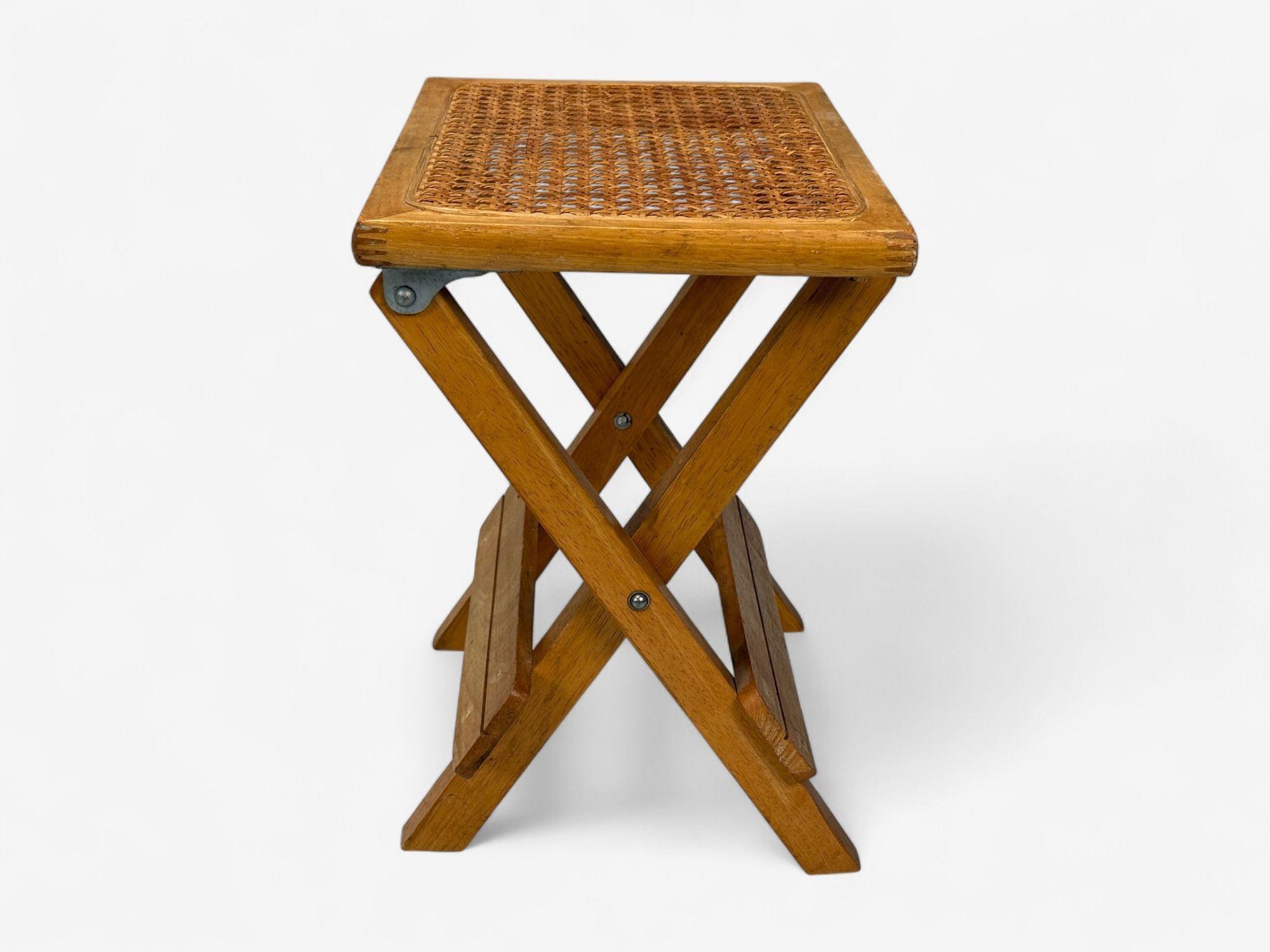 Danish Modern, Oak, Cane, Folding Side Tables, Denmark, 1970s 3