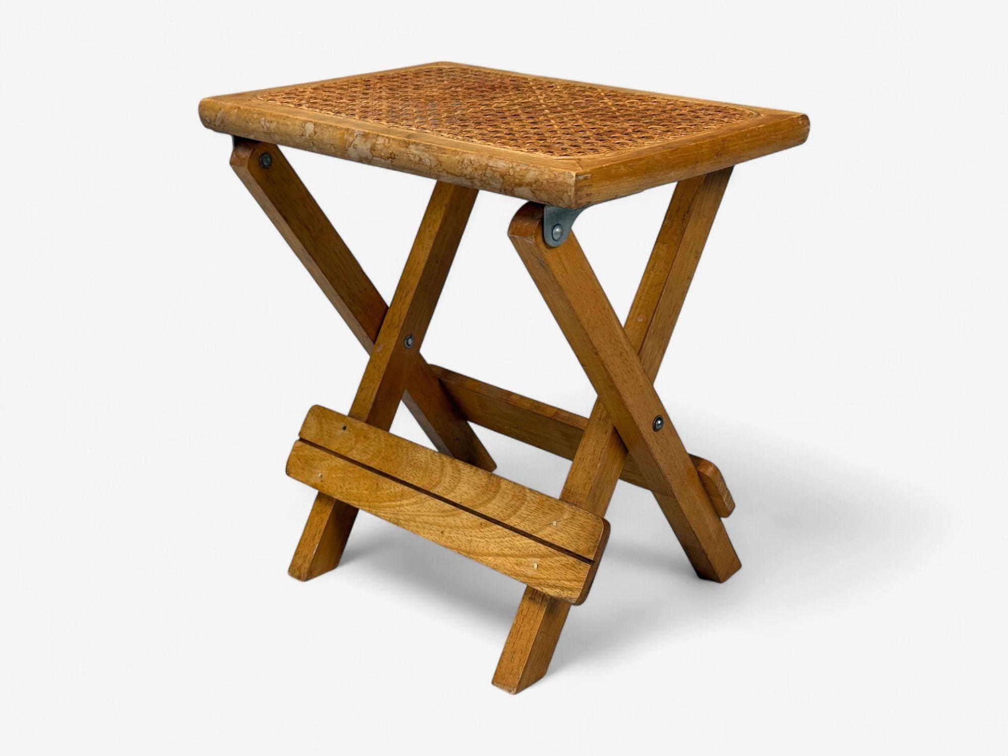 Danish Modern, Oak, Cane, Folding Side Tables, Denmark, 1970s 4