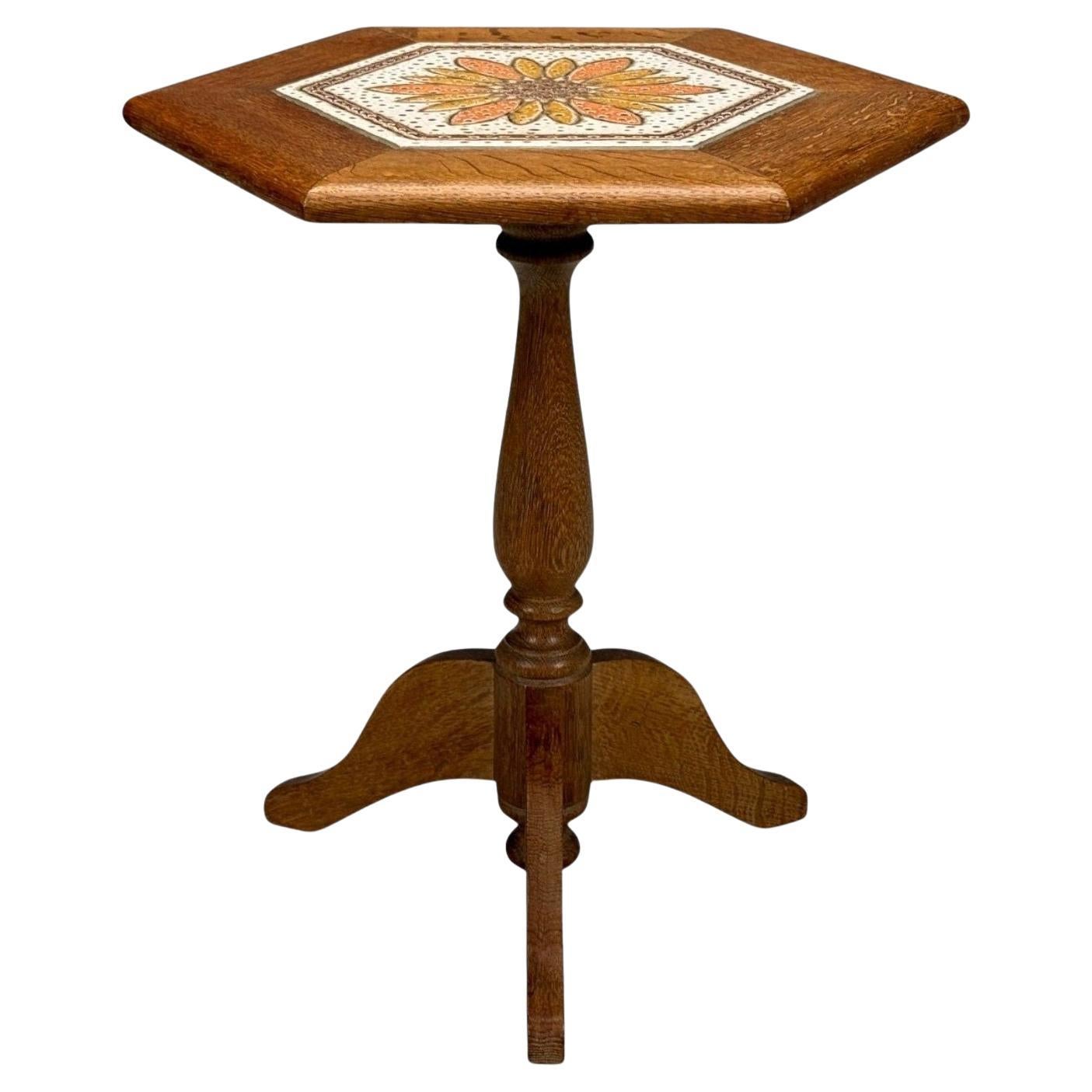 Danish Modern, Oak, Ceramic, Side Table, Denmark, 1975