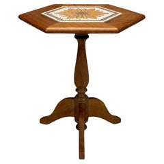 Danish Modern, Oak, Ceramic, Side Table, Denmark, 1975