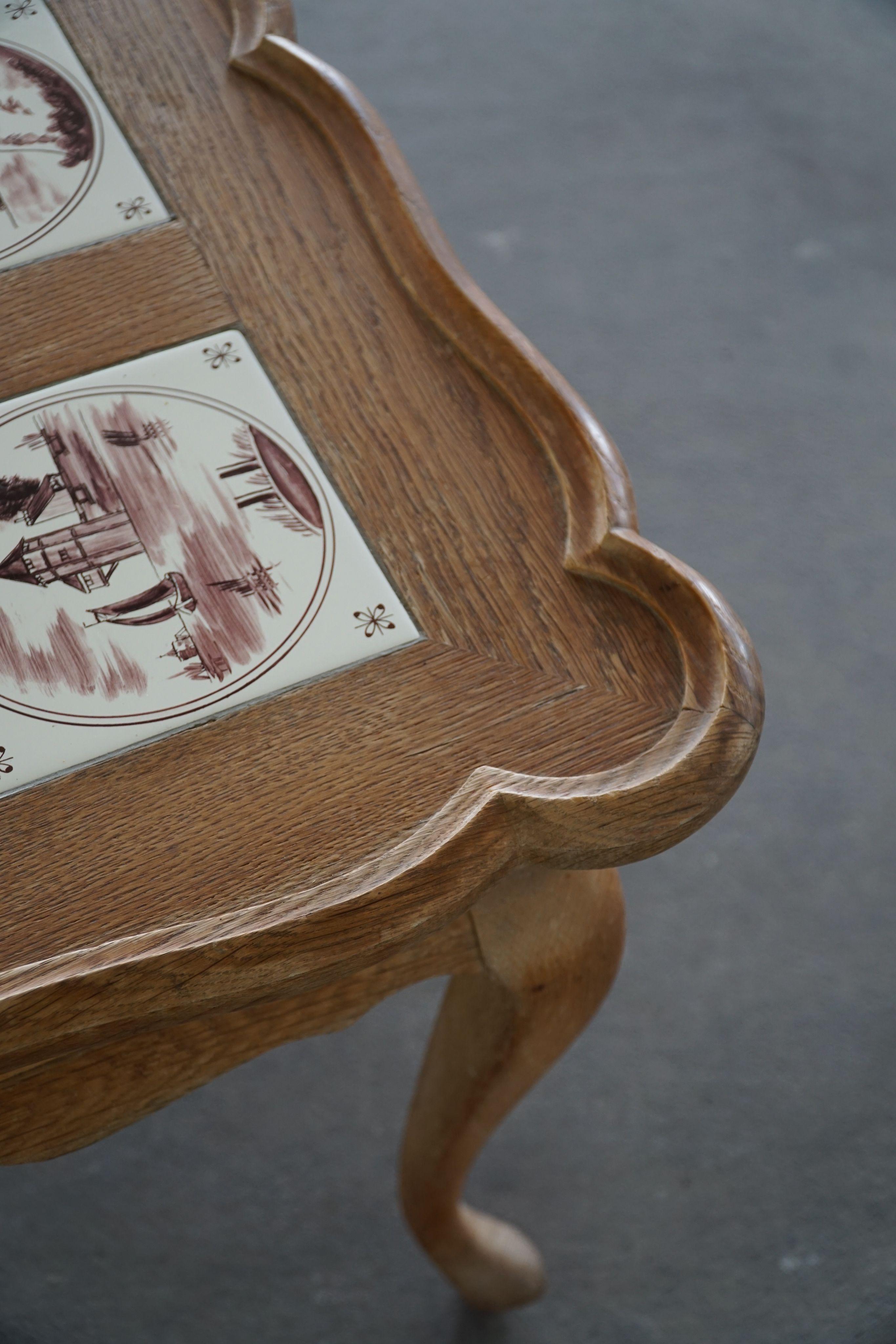 Danish Modern Oak Coffee Table / Console with Tiled Top, Frits Henningsen, 1950s For Sale 5