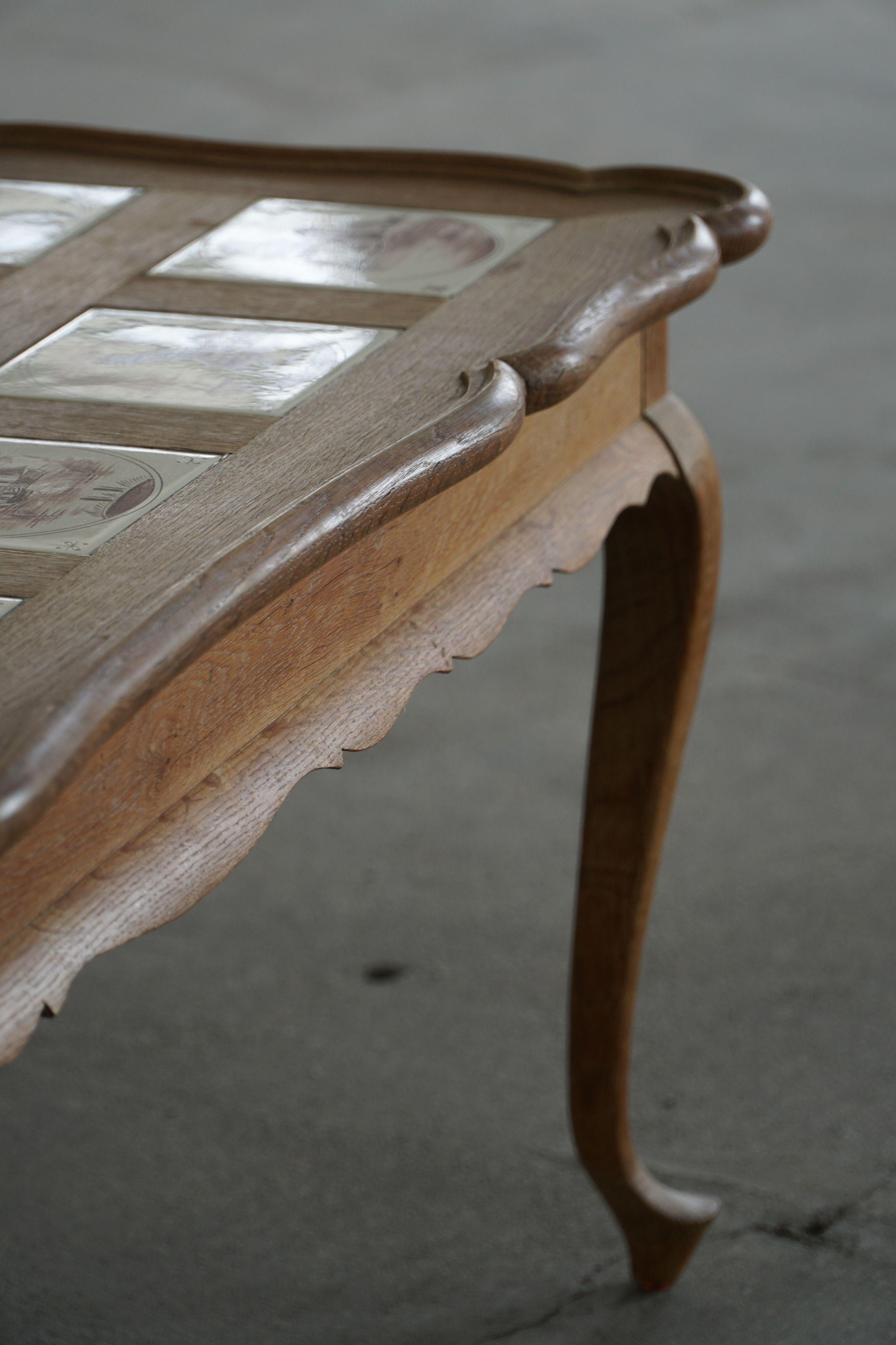 Danish Modern Oak Coffee Table / Console with Tiled Top, Frits Henningsen, 1950s For Sale 7