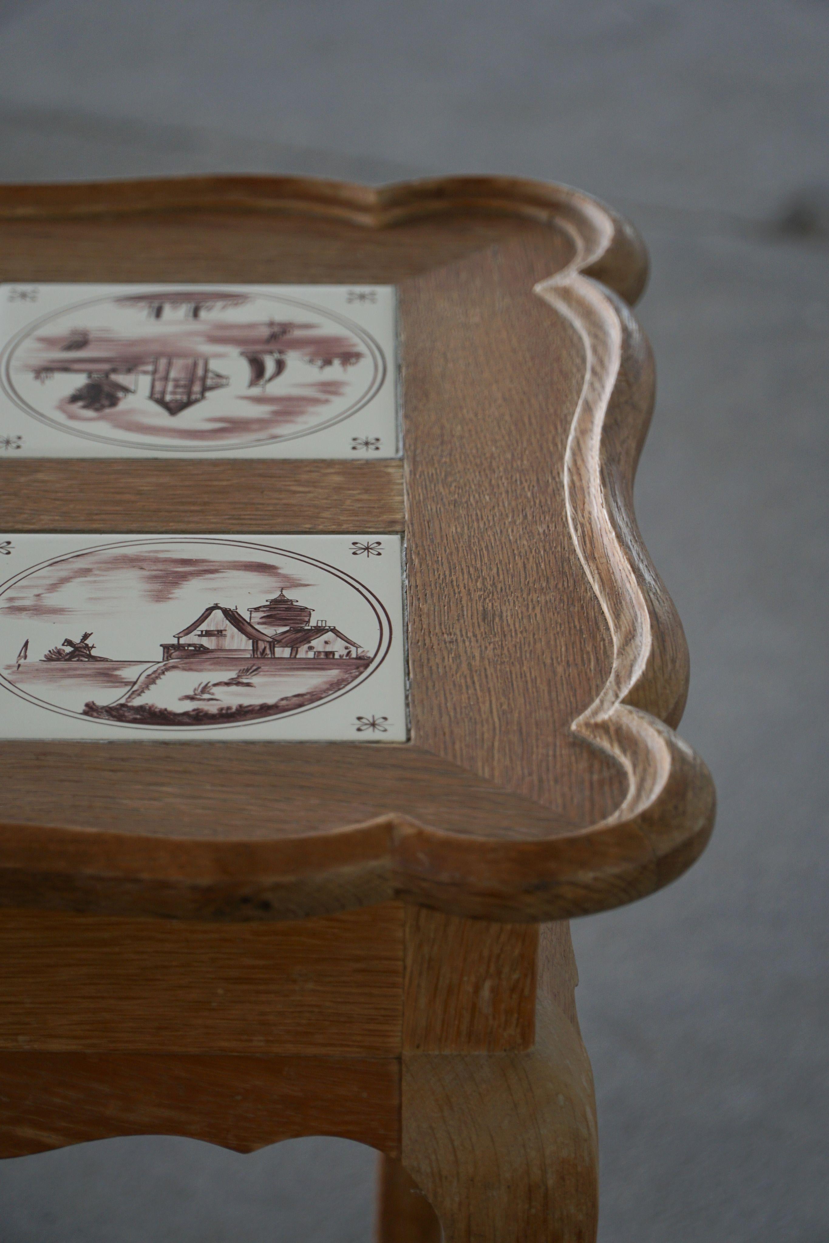 Danish Modern Oak Coffee Table / Console with Tiled Top, Frits Henningsen, 1950s For Sale 8