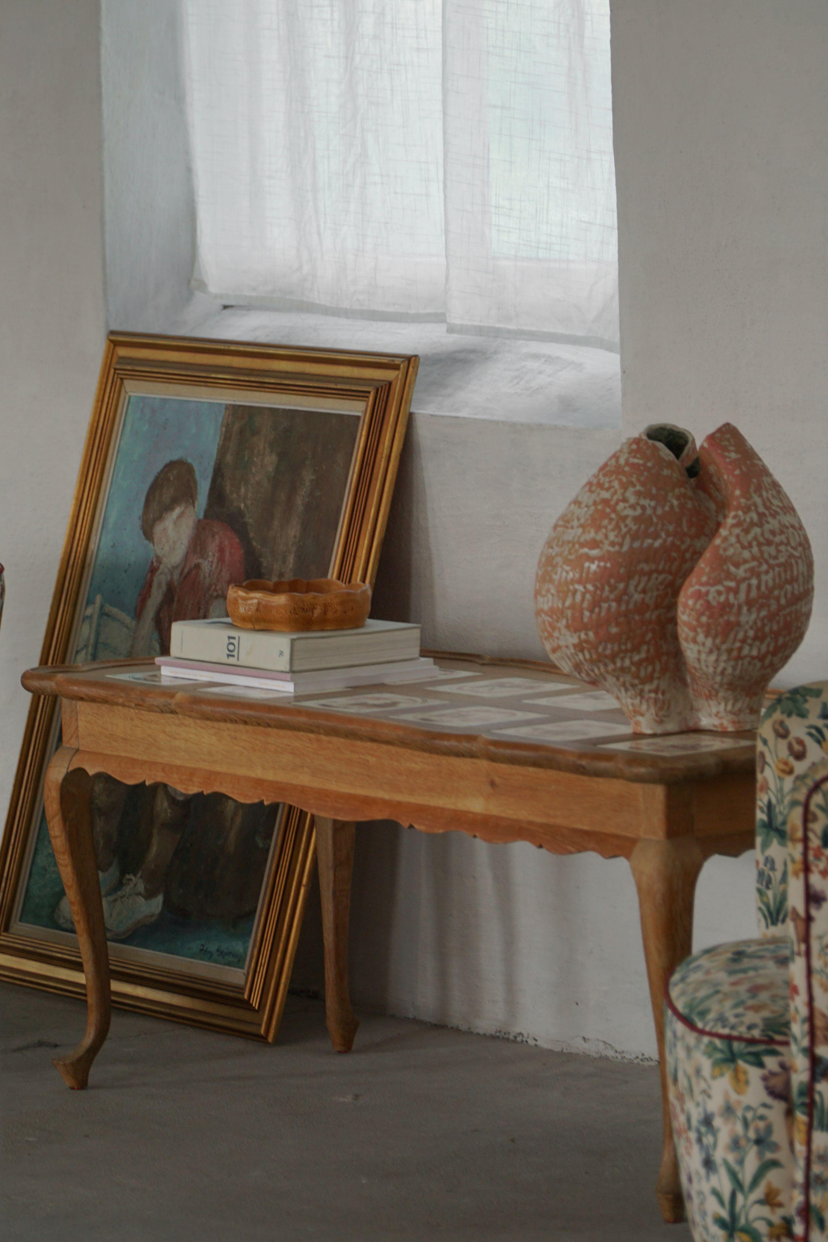 Danish Modern Oak Coffee Table / Console with Tiled Top, Frits Henningsen, 1950s For Sale 9