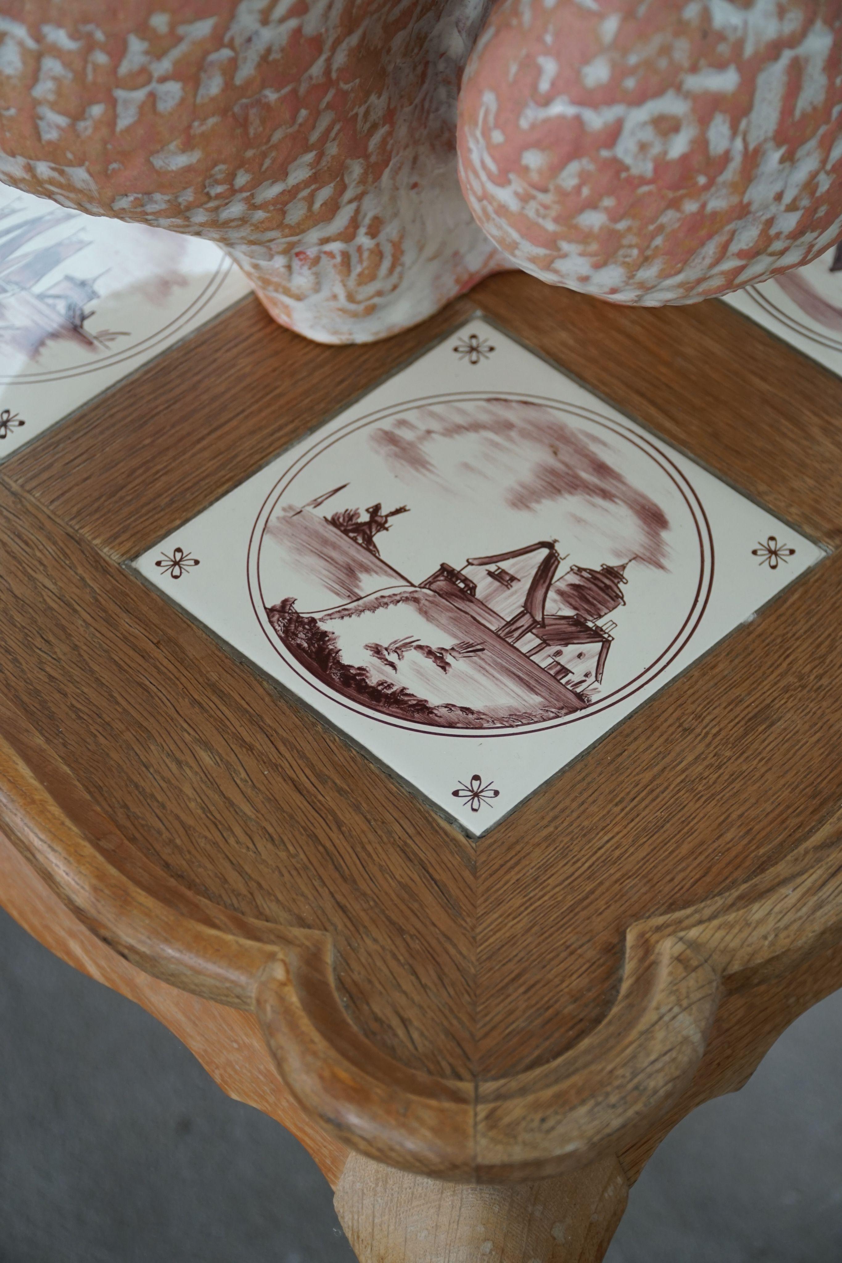 Danish Modern Oak Coffee Table / Console with Tiled Top, Frits Henningsen, 1950s For Sale 11