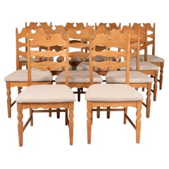 Danish Modern Oak Dinning Chairs Set of 12, 1960's