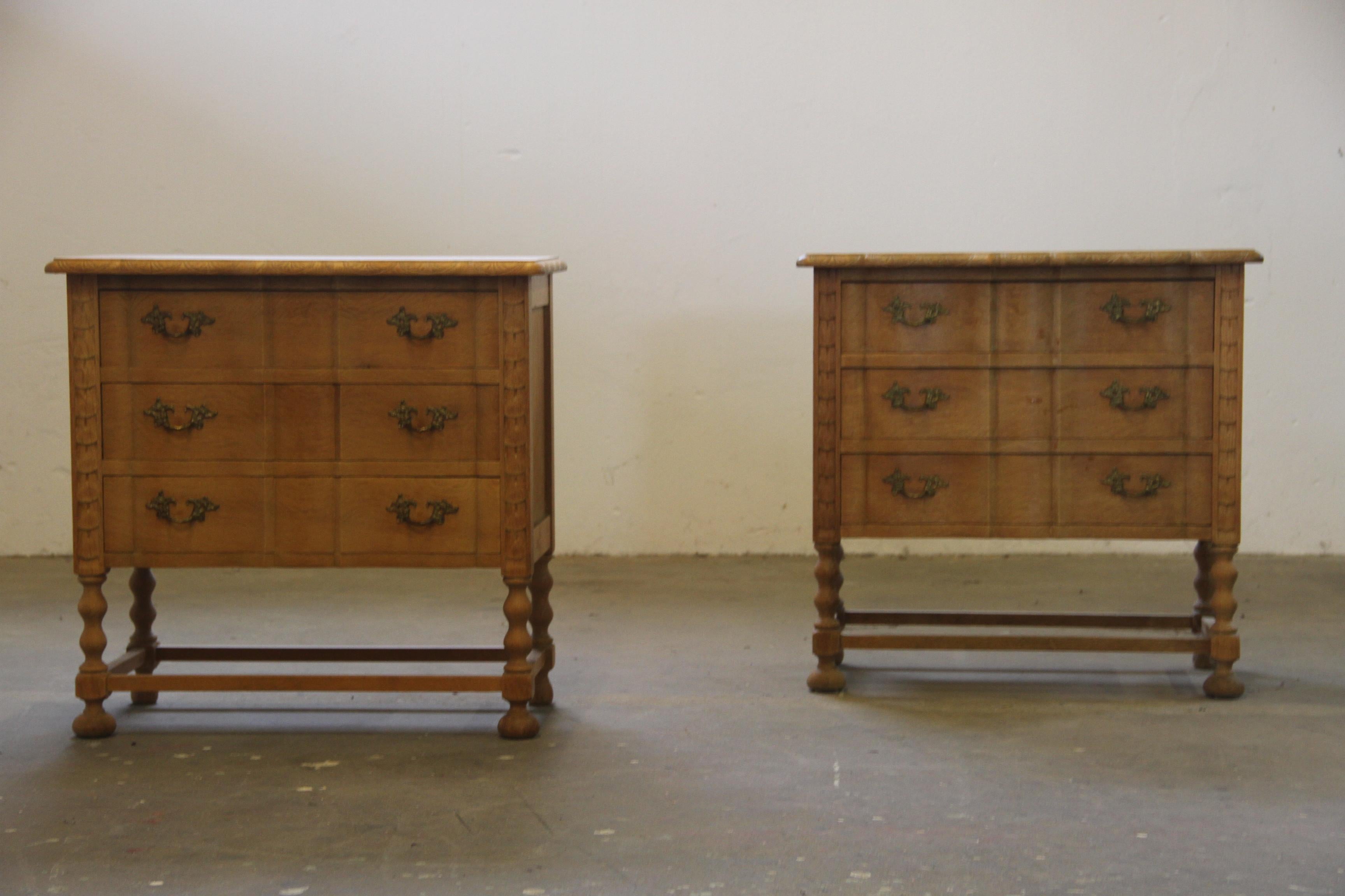 Danish Modern Oak Dressers in the style of Henning Kjærnulf, Bedside/Nightstand In Good Condition In Store Heddinge, DK