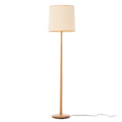 Danish Modern Oak Floor Lamp with Vintage Shade
