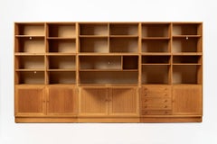 Danish Modern Oak Modular Wall Unit, Mid Century Bookcase Display Cabinet